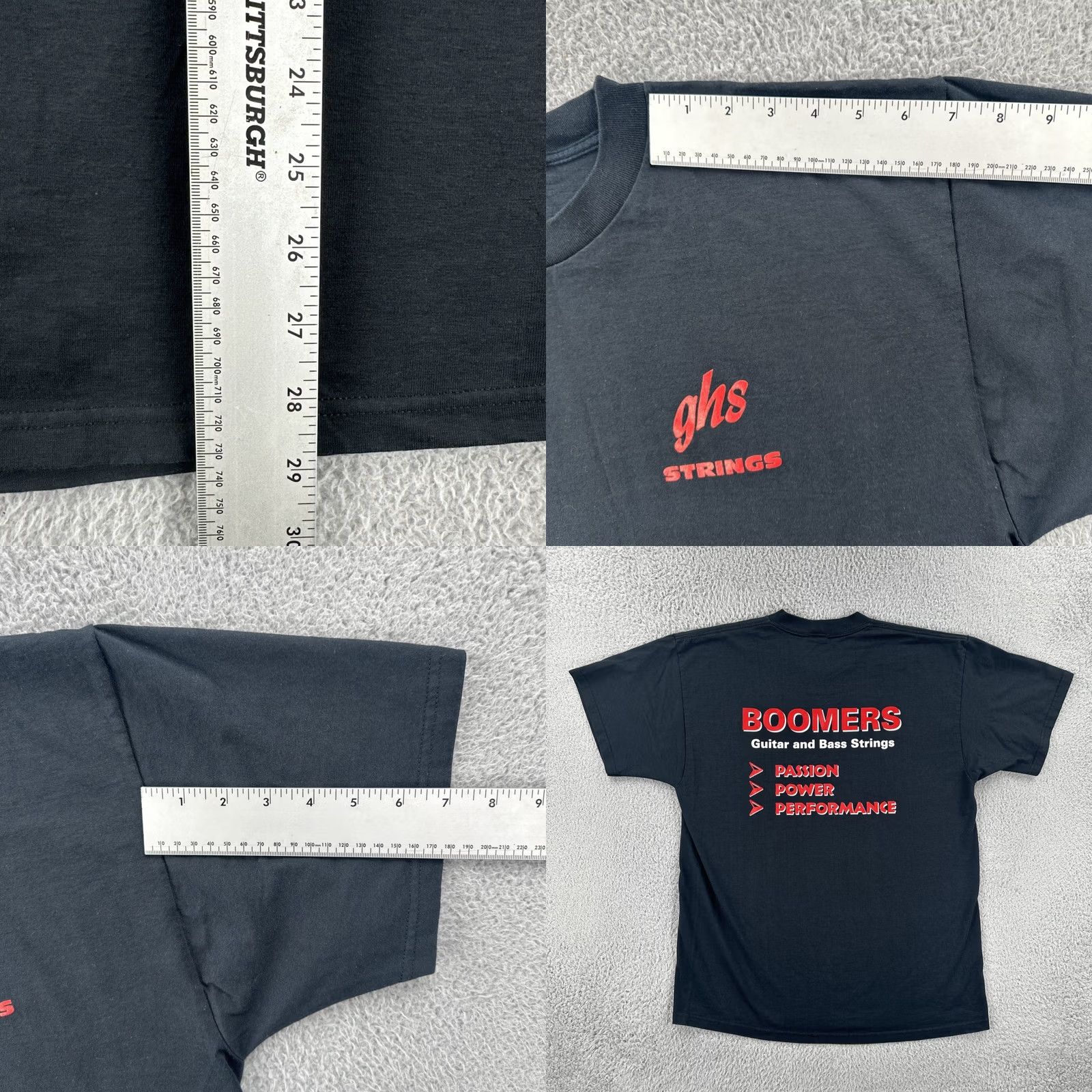Vintage VINTAGE GHS STRINGS Boomers Guitar And Bass Strings Mens Large Black T Shirt 90s Size US L / EU 52-54 / 3 - 9 Thumbnail