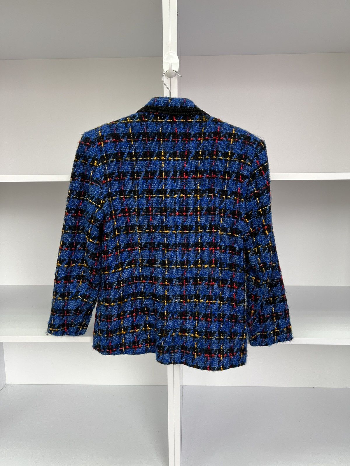 Designer × Sandro × Vintage Vintage Sandro Paris Reversible Floral Knit Blue Blazer Size M / US 6-8 / IT 42-44 - 13 Thumbnail