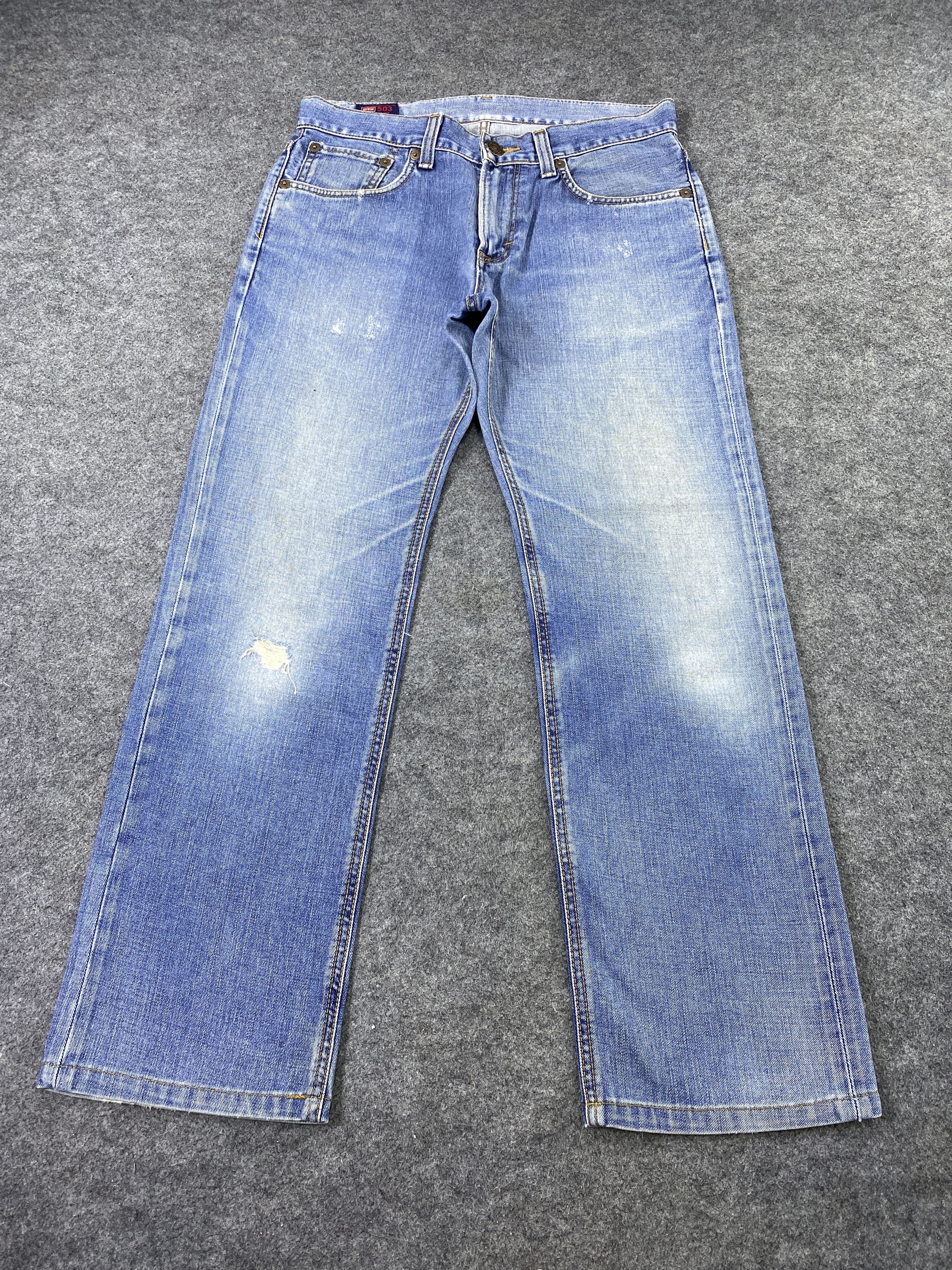 Edwin Edwin 503zz Distress Blue Wash Jeans - J970 Size US 34 / EU 50 - 2 Thumbnail