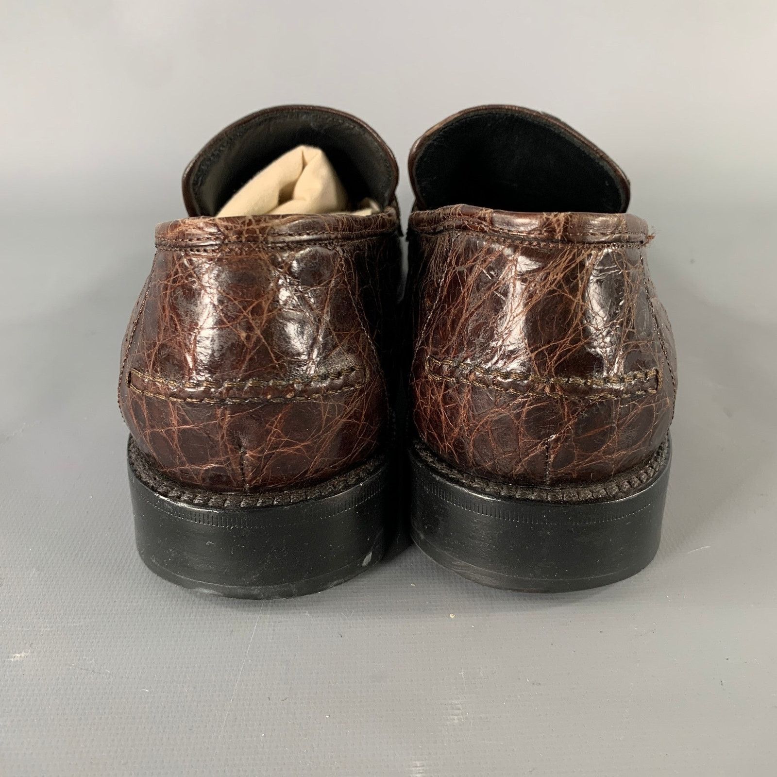 Salvatore Ferragamo SALVATORE FERRAGAMO 8.5 Brown Embossed Leather Loafers Size US 8.5 / EU 41-42 - 3 Thumbnail