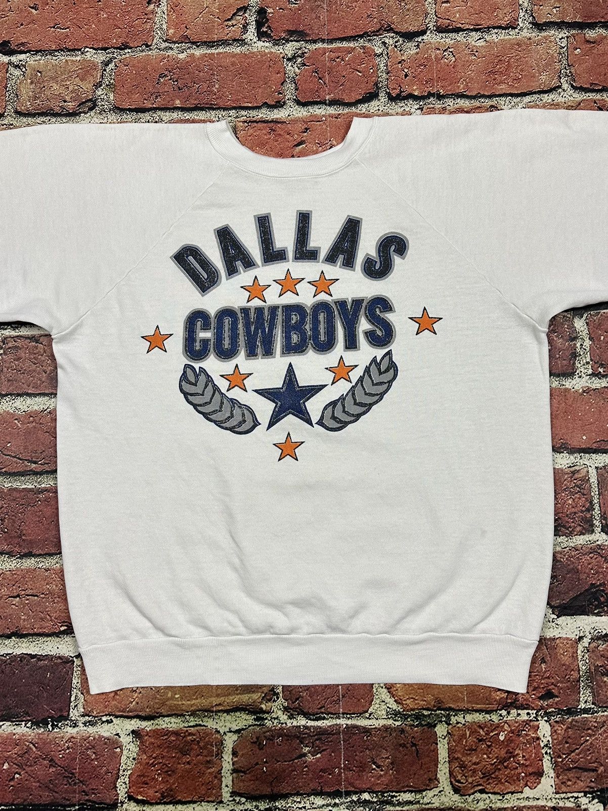 Logo 7 Vintage Dallas Cowboys Sweatshirt NFL Raglan 80s 90s Cut Off Size US XL / EU 56 / 4 - 2 Thumbnail