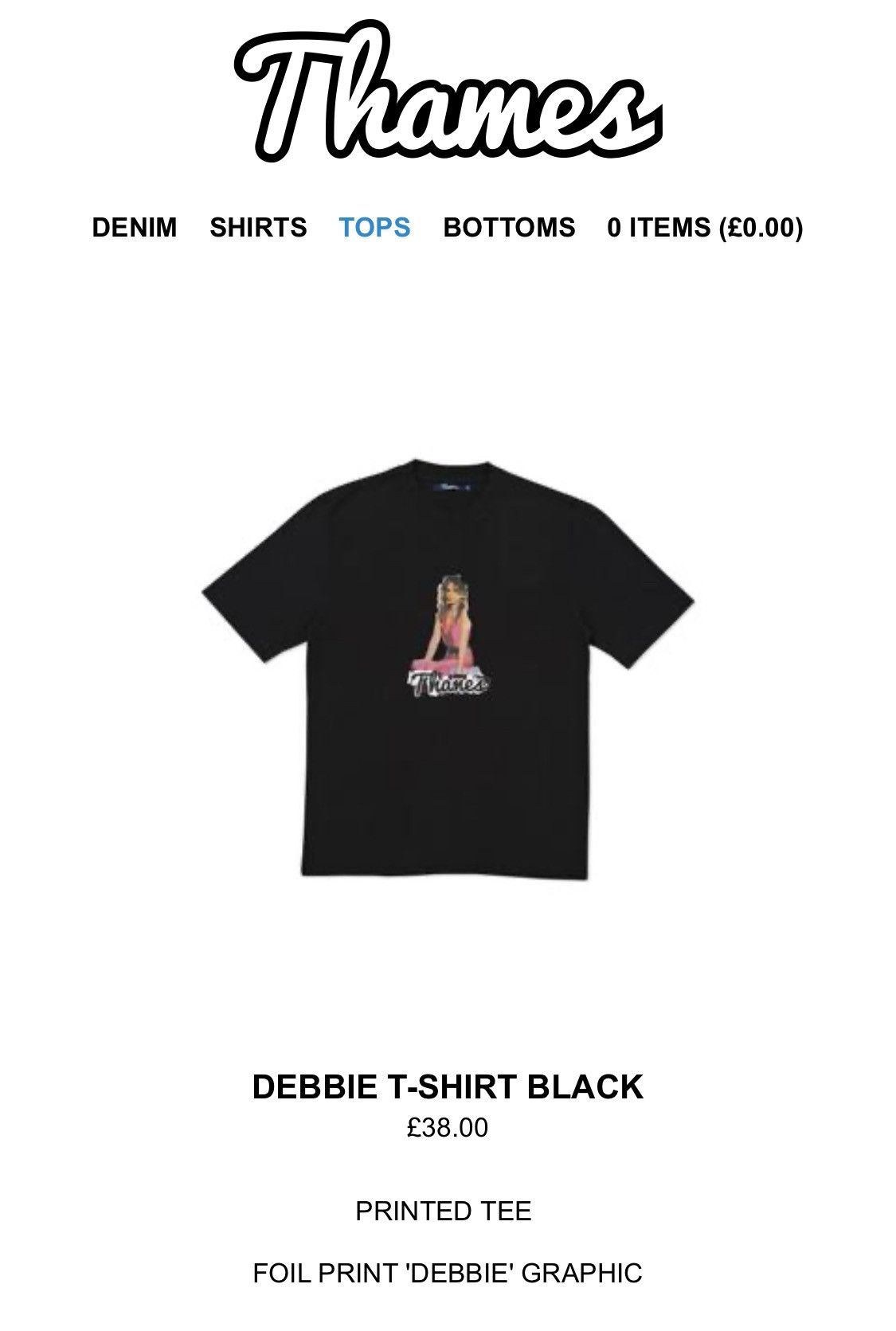 Thames × Thames MMXX. Thames Debbie T-shirt Black Medium Size US M / EU 48-50 / 2 - 6 Thumbnail