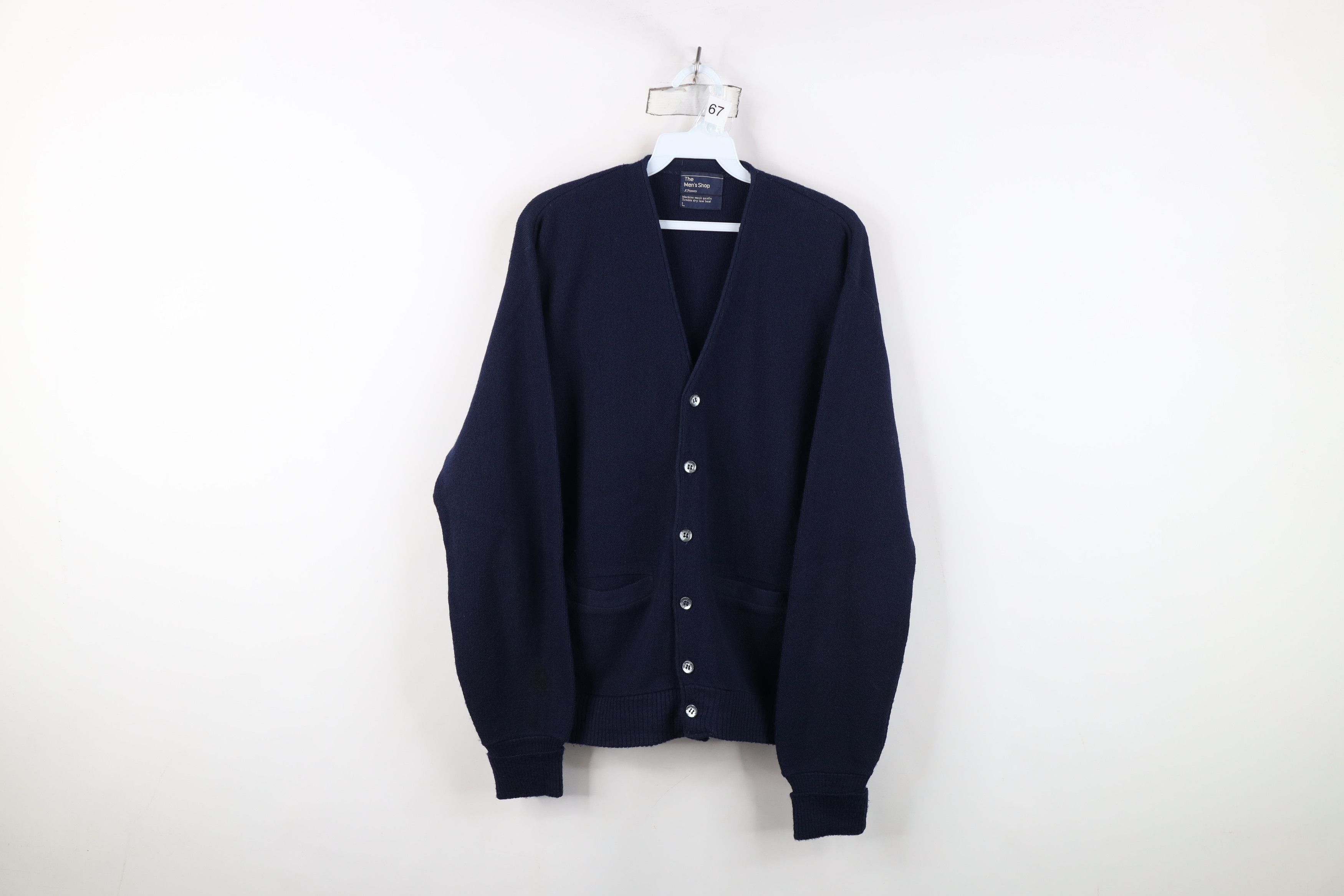 Vintage Vintage 60s 70s Streetwear Blank Knit Cardigan Sweater USA Size US L / EU 52-54 / 3 - 1 Thumbnail