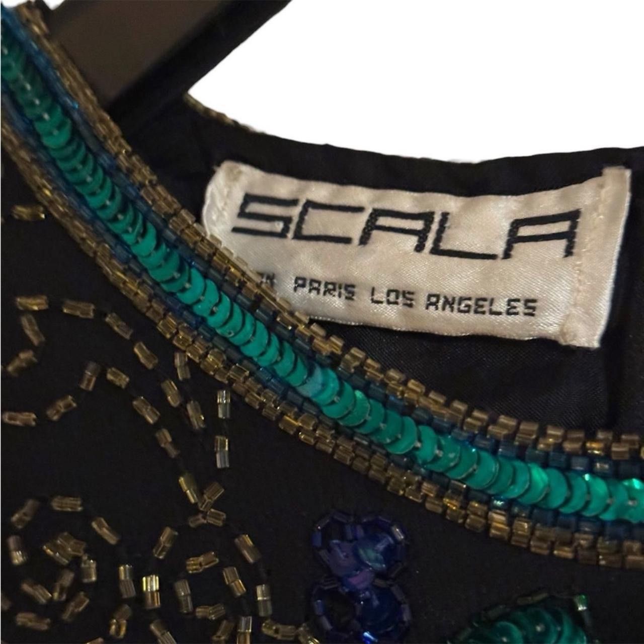Other SCALA 80s Black Teal Silk Beads Sequins Floral Formal Blouse Size XL / US 12-14 / IT 48-50 - 7 Thumbnail