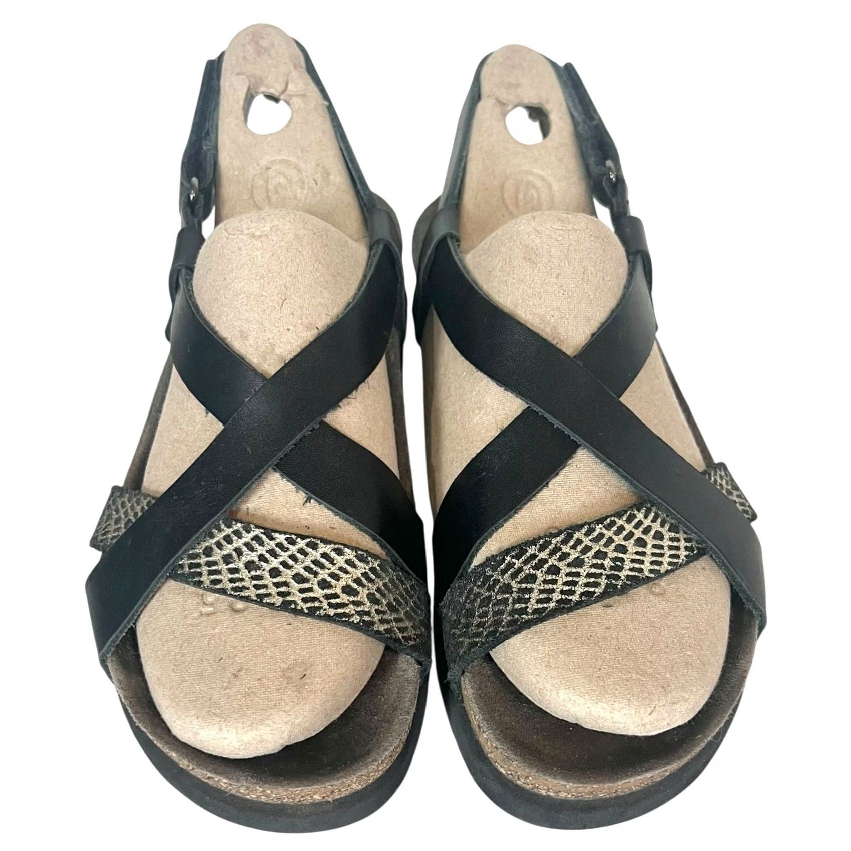 Mephisto Mephisto Haneta Black Metallic Crisscross Slingbacks Sandals Sz 37 (US 7) Womens Size US 7 / IT 37 - 4 Thumbnail