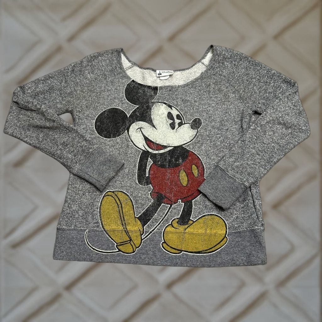 Disney Disney Parks Authentic Sweatshirt Women XS Gray Mickey Mouse Raglan Sleeve Pullover Graphic Print 90s Cartoon Womens Size XS / US 0-2 / IT 36-38 - 1 Thumbnail