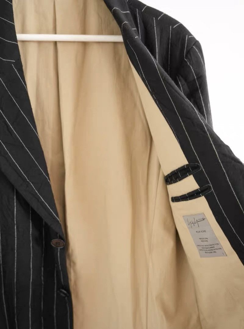 Yohji Yamamoto Yohji Yamamoto 11AW Crow Stripe Pleated Blazer Size 38S - 4 Thumbnail