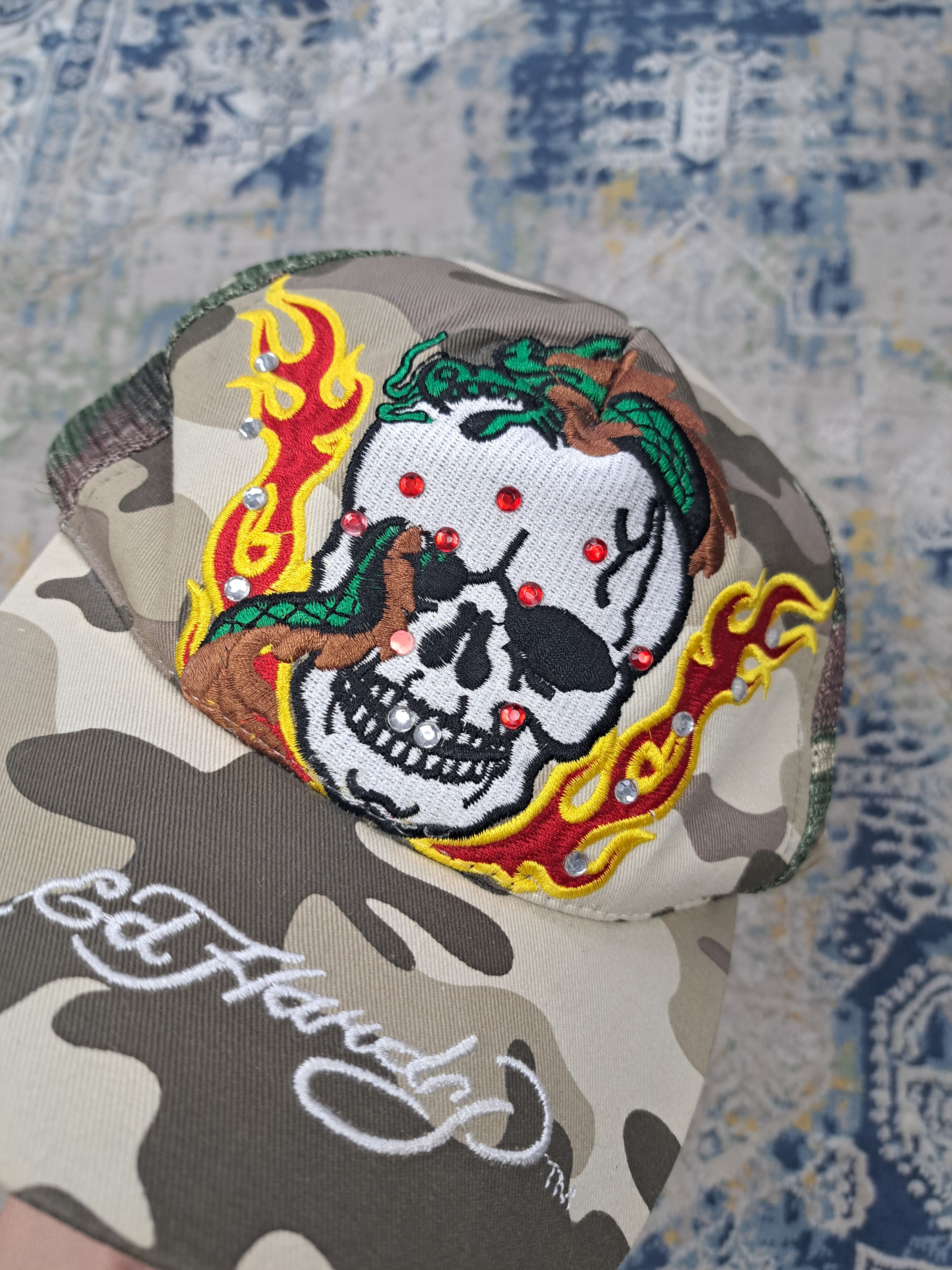 Ed Hardy Ed Hardy Avant Garde Rhinestone Skull Camo Cap y2k Drip SWAG Size ONE SIZE - 3 Thumbnail