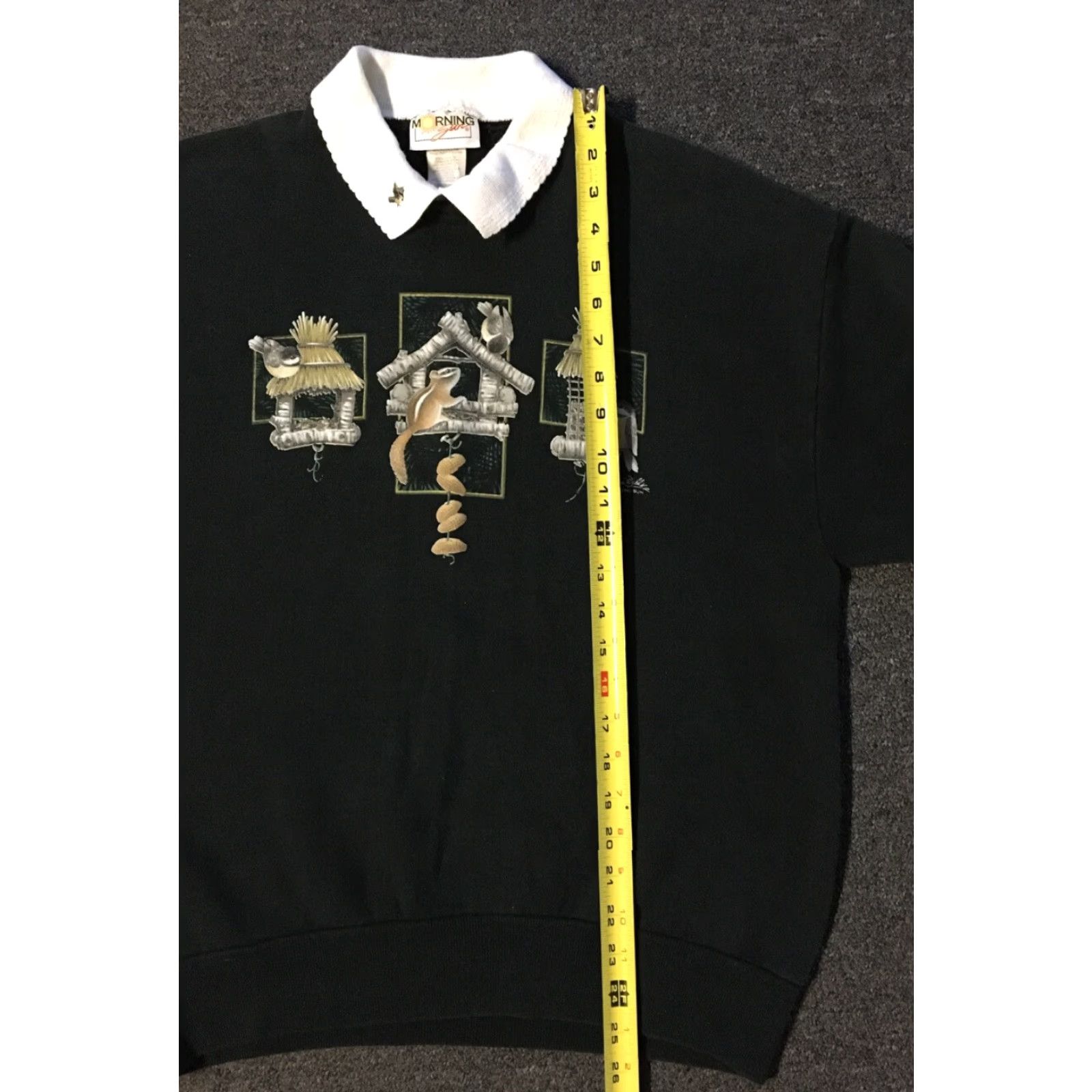 Vintage VINTAGE 90s Bird Squirrel Sweatshirt M Black Morning Sun Shirt Mens Size US M / EU 48-50 / 2 - 8 Thumbnail