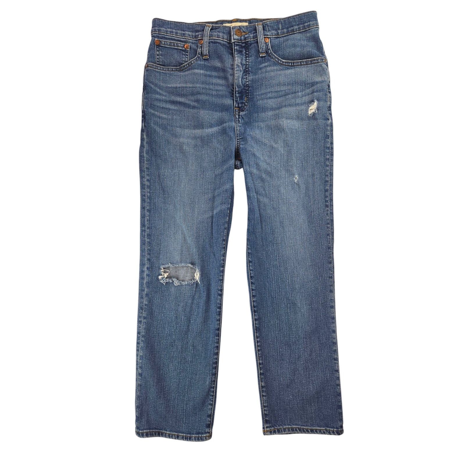 Madewell Madewell | Distressed, Hi-Rise, Classic Straight Jeans | 29 Size 29" - 1 Thumbnail