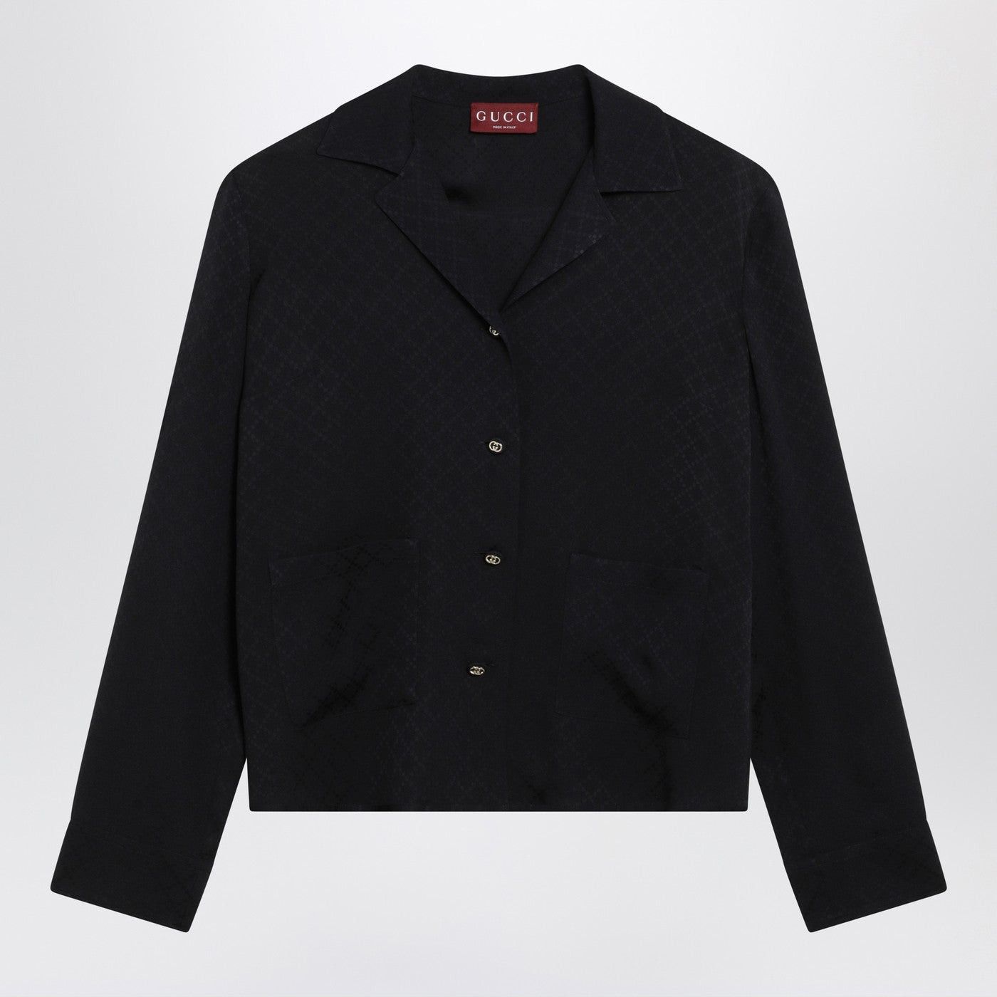 Gucci Gucci Blue Jacquard Silk-Blend Shirt Size M / US 6-8 / IT 42-44 - 1 Thumbnail