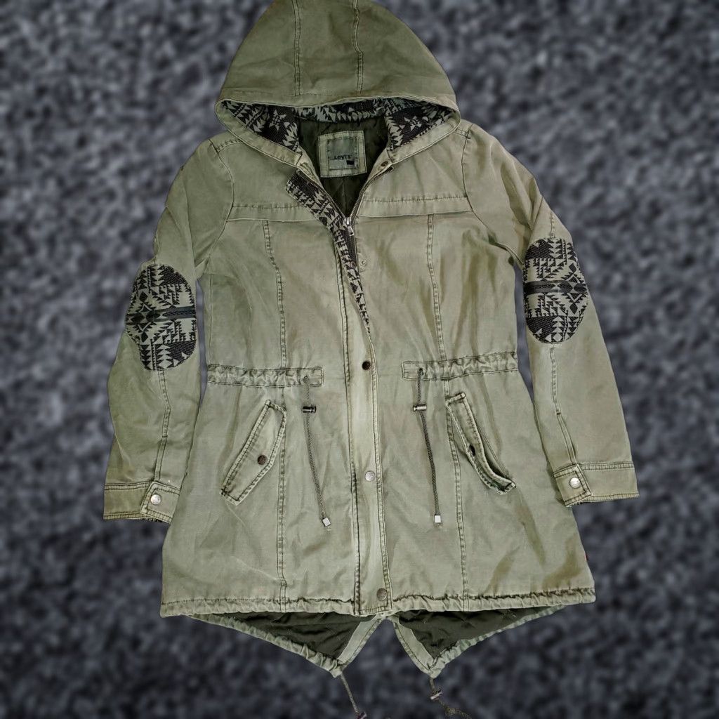 Levi's VINTAGE Levi's Womens Jacket Lined Quilted Full Zip Hooded Twill Drawstring Waist Sz Med Green Size M / US 6-8 / IT 42-44 - 1 Thumbnail