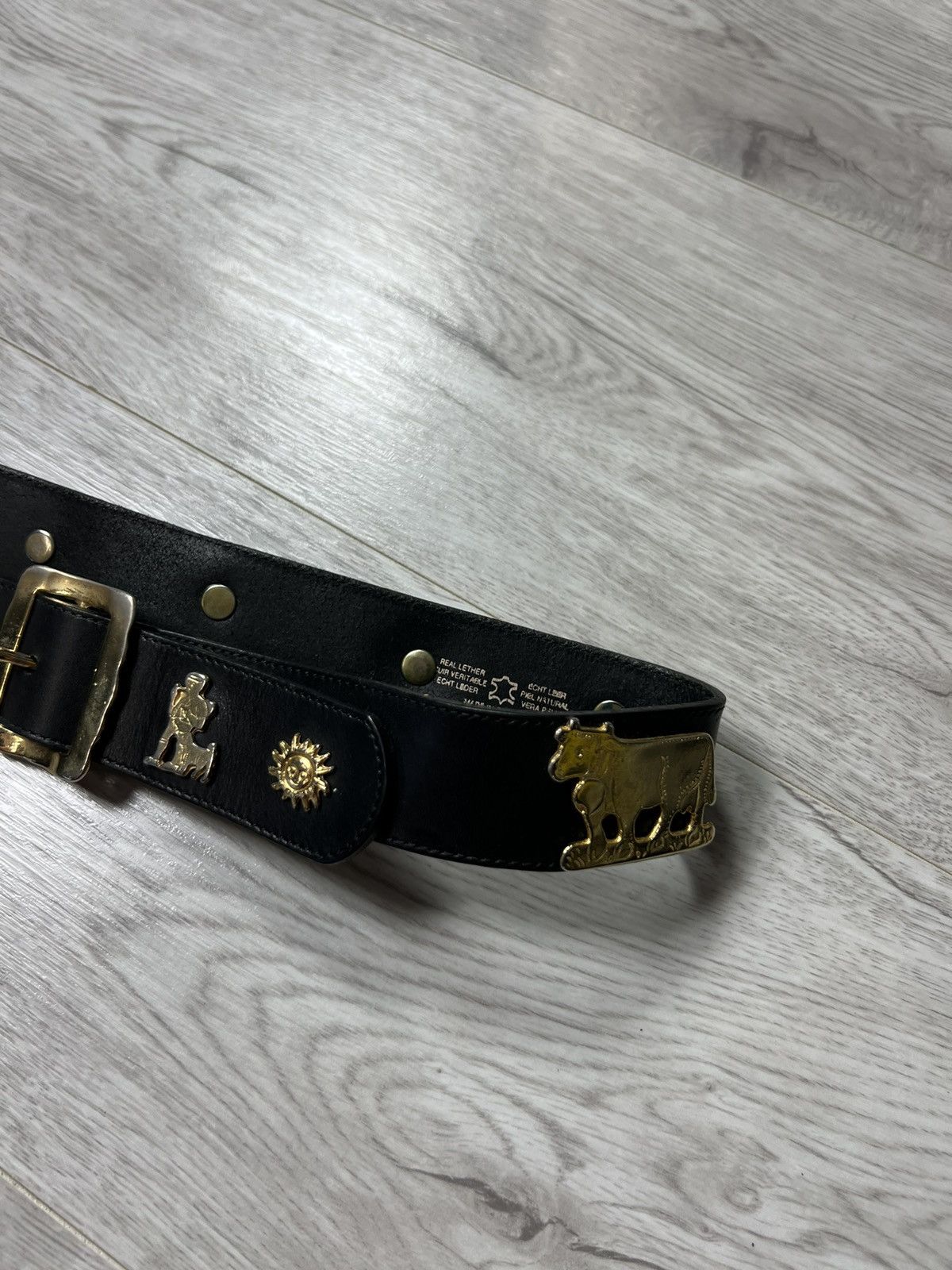 Etro Vintage Etro Cows Ethnic Black Leather Belt Monogram Size ONE SIZE - 5 Thumbnail