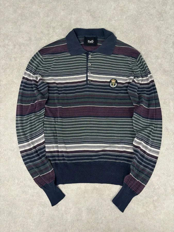 Dolce & Gabbana 2000s Dolce & Gabbana Multicolor Striped Signature Polo Sweater Size M / US 6-8 / IT 42-44 - 1 Thumbnail