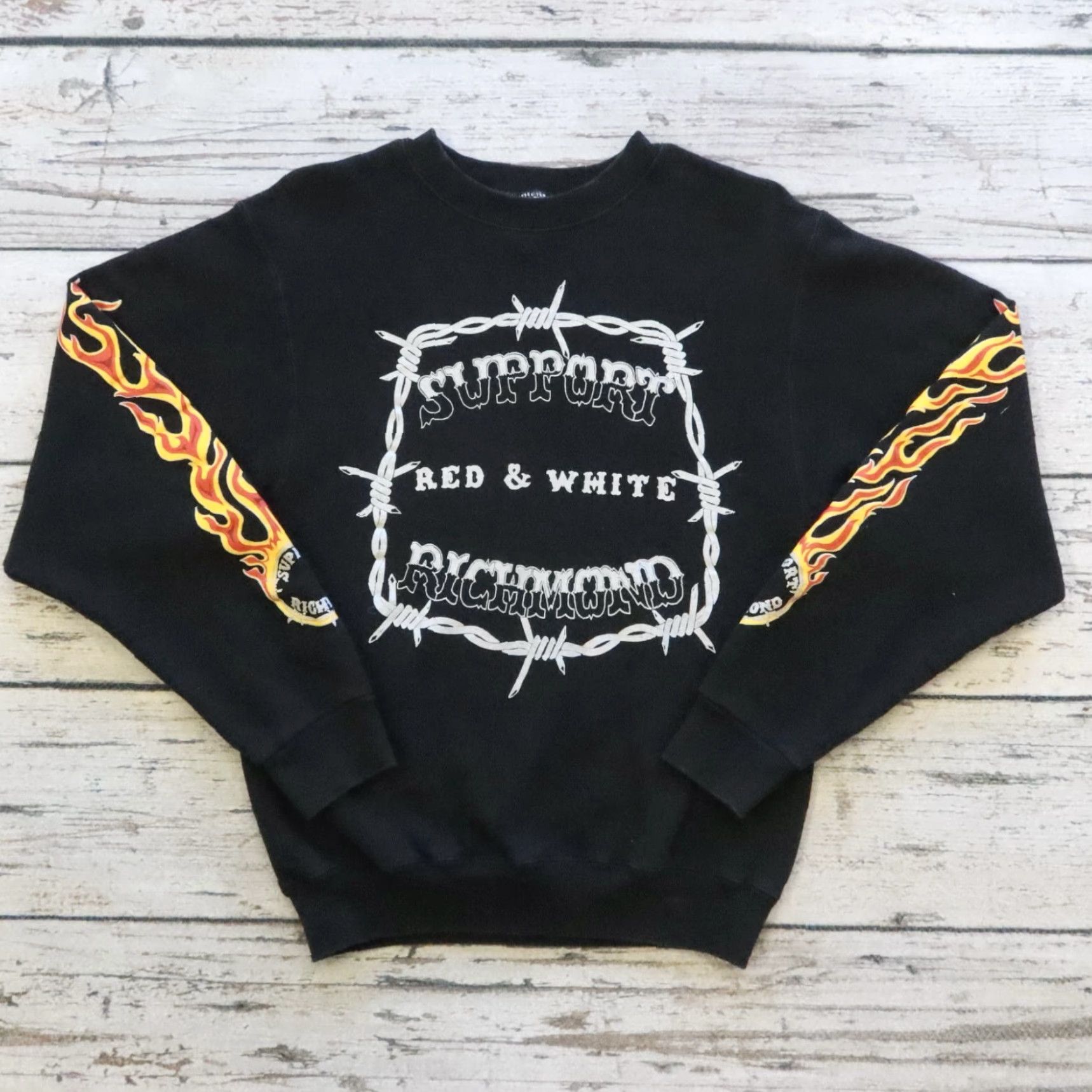 Fruit Of The Loom VINTAGE Richmond Crewneck Sweatshirt Men S Black 1981 Hells Angels Red & White Support Richmond Crewneck Sweatshirt Size US S / EU 44-46 / 1 - 2 Thumbnail