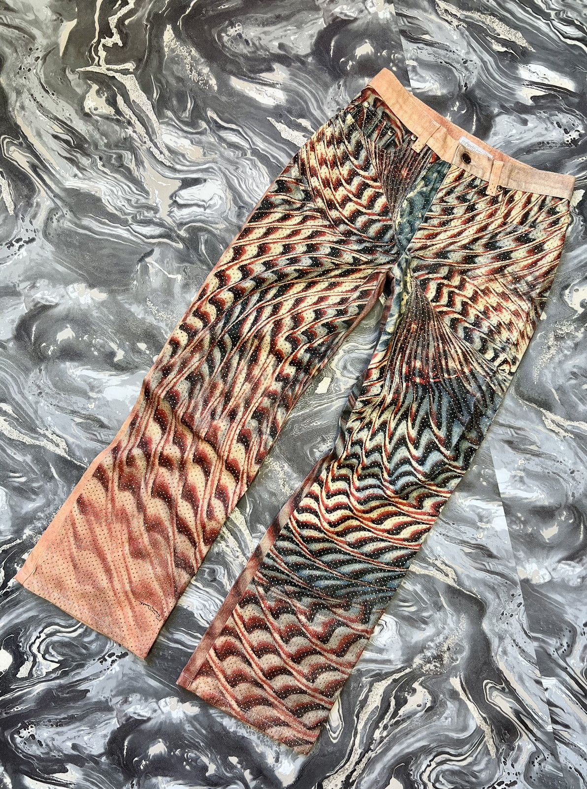 Roberto Cavalli Archive Roberto Cavalli 2001 Psychedelic Spiral Print Jeans Size 29" - 4 Thumbnail