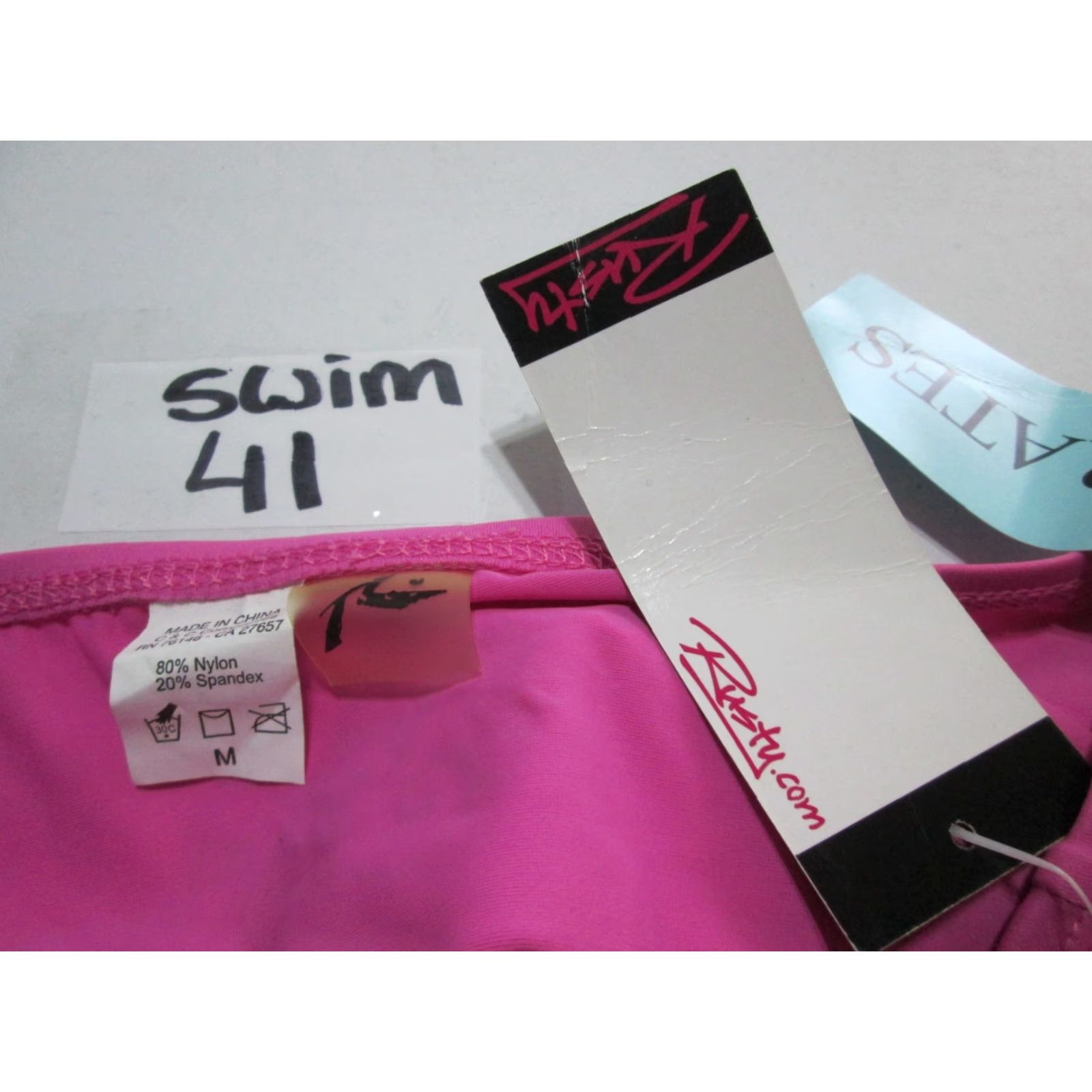 Rusty Rusty Womens Bikini Bottom M Fuchsia Cheeky Stretch Logo Beachwear NWT Size 32" / US 10 / IT 46 - 5 Thumbnail