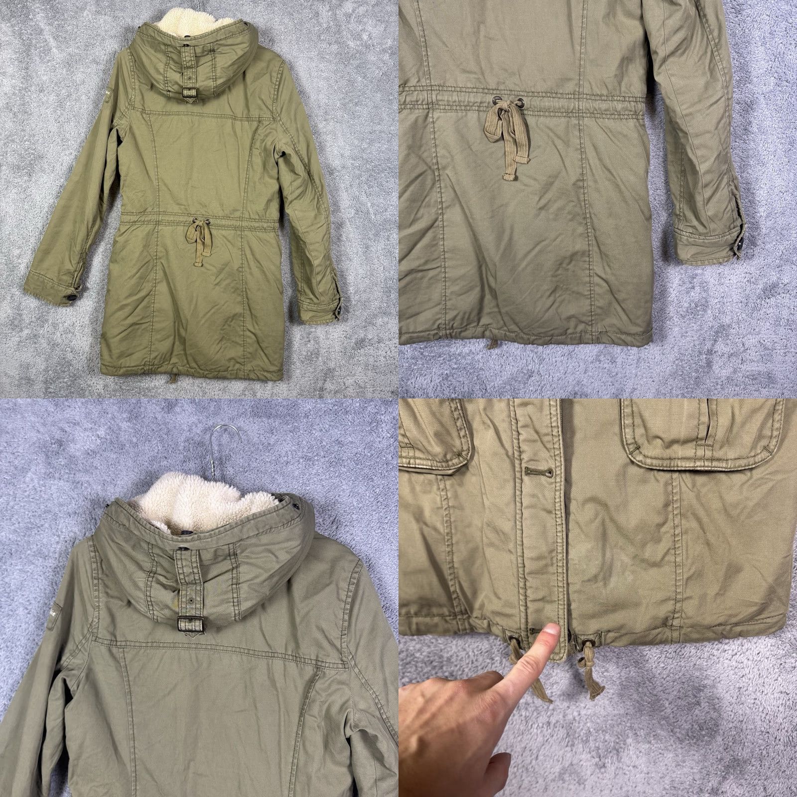 Abercrombie & Fitch Abercrombie & Fitch Jacket Womens M Sherpa Parka Trench Field Chore Coat VTG Y2K Green Hooded Long Sleeve Size M / US 6-8 / IT 42-44 - 11 Thumbnail