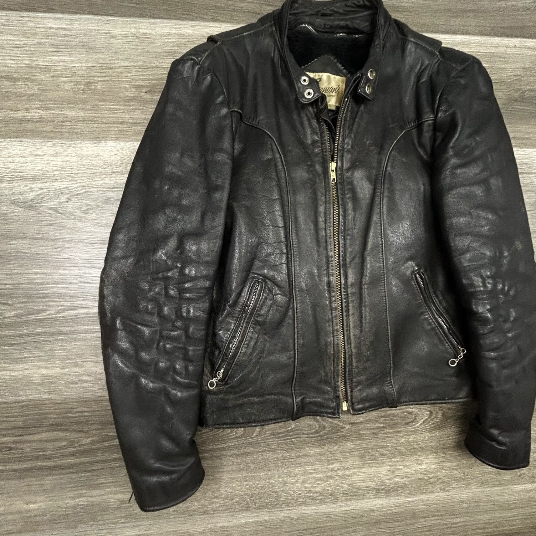 Ben Sherman VINTAGE Bermans Leather Jacket Mens 38 Medium Black Motorcycle Biker Size US XXS / EU 40 - 3 Thumbnail