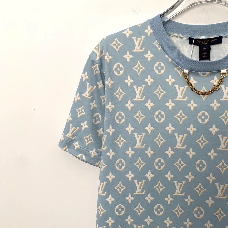 Louis Vuitton Louis Vuitton Light blue cotton round-necked short-sleeved Size XS / US 0-2 / IT 36-38 - 3 Thumbnail