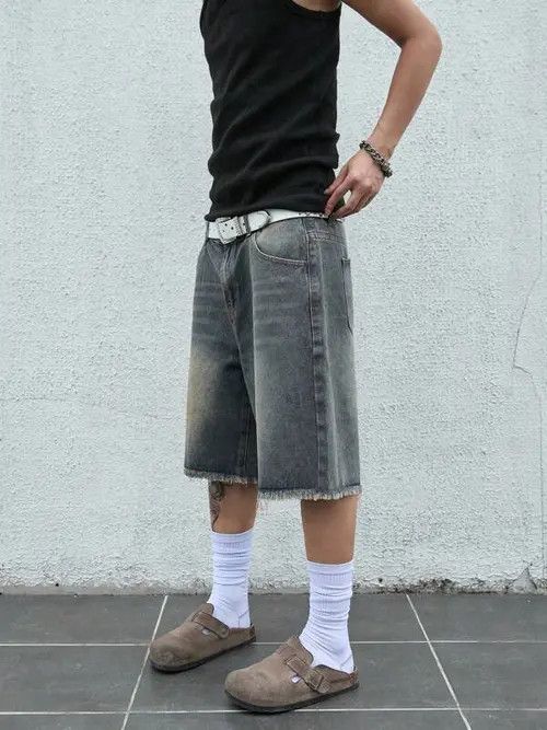 Jean Jorts Vintage Washed Distressed Denim Size US 34 / EU 50 - 3 Thumbnail