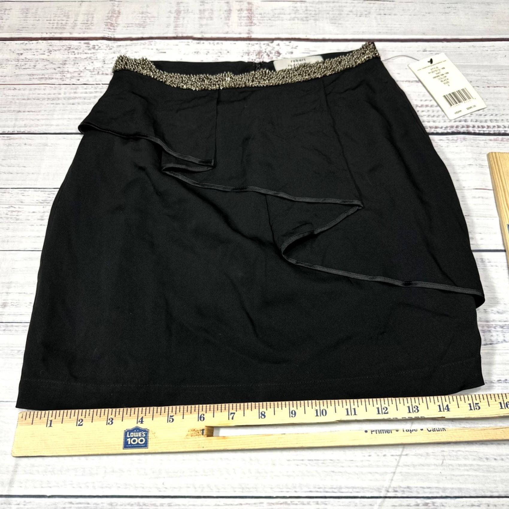 Robert Rodriguez Robert Rodriguez Womens Short Skirt Sz 2 Black Ruffle Embellished A-Line New Knitwear? Size 26" / US 2 / IT 38 - 3 Thumbnail