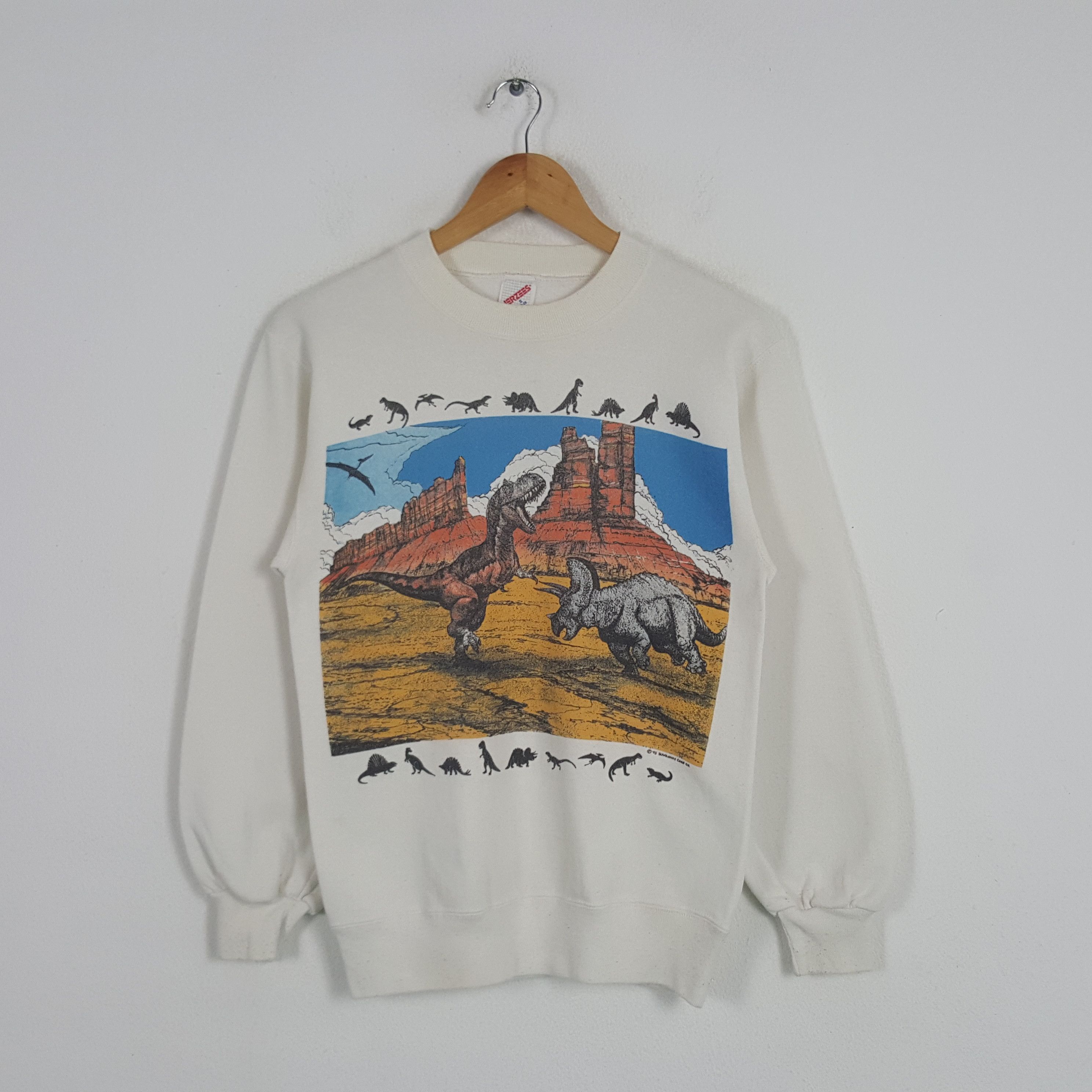 Jerzees × Vintage Vintage Dinasour Nature Art 90's Sweatshirt Size US XS / EU 42 / 0 - 1 Thumbnail