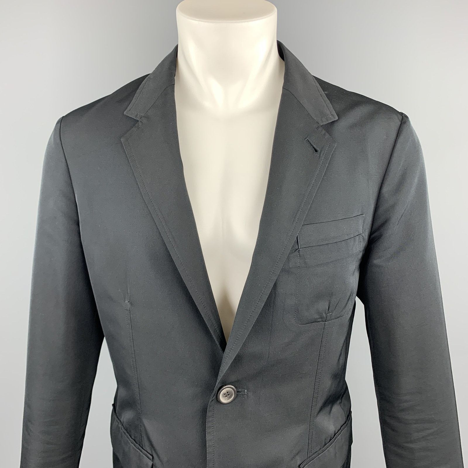 Lanvin LANVIN Size 38 Black Polyester / Wool Notch Lapel Sport Coat Size 38R - 2 Thumbnail