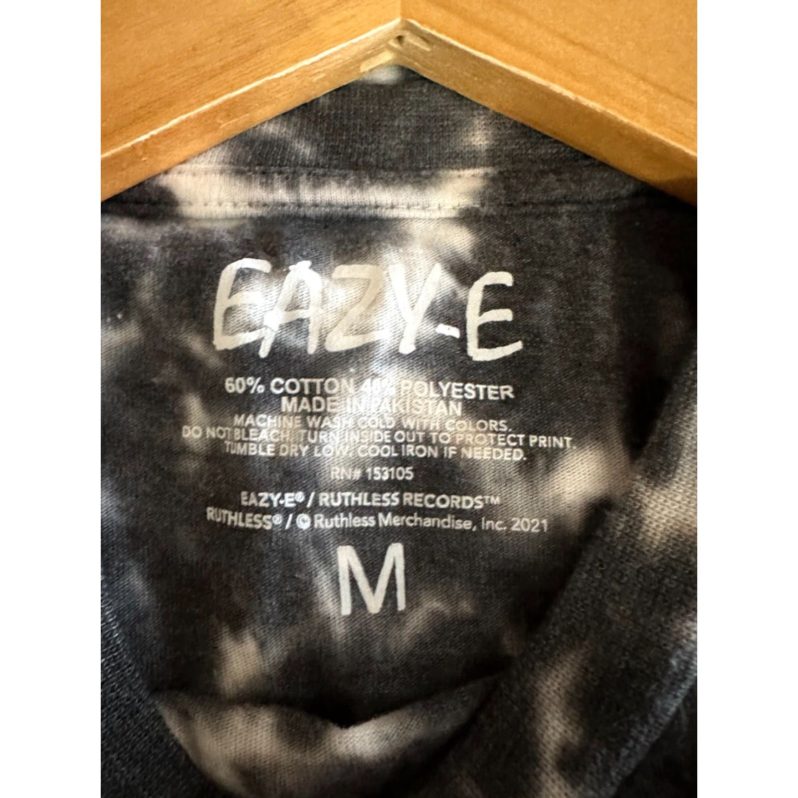 Vintage Eazy E T shirt Mens Medium NWA Tee West Coast Hip Hop Compton Tie Die Black Size US M / EU 48-50 / 2 - 3 Thumbnail