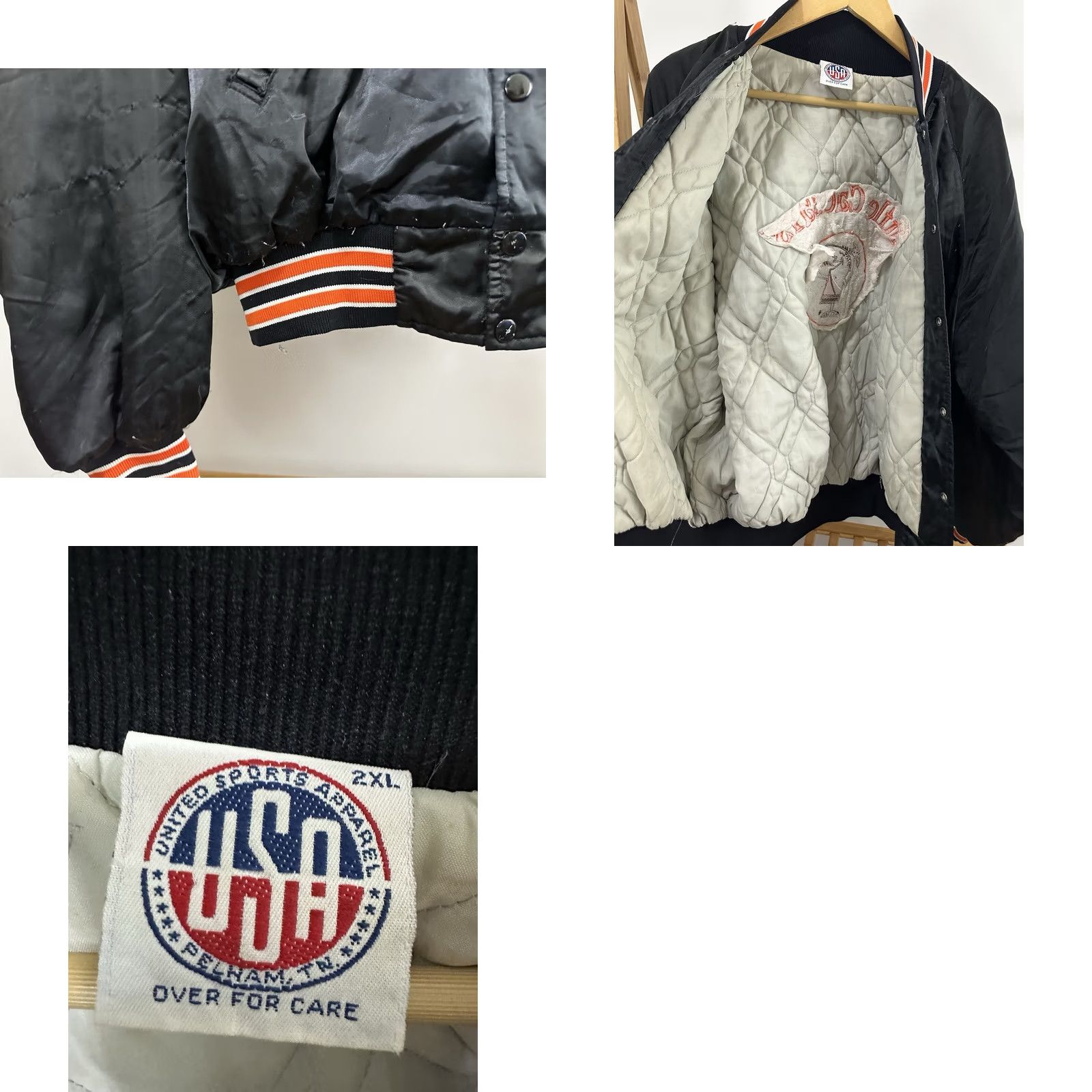 Logo 7 VTG 80s Little Caesars Old Logo Satin Bomber Jacket 2XL Black Mens "RARE" Size US XXL / EU 58 / 5 - 9 Thumbnail