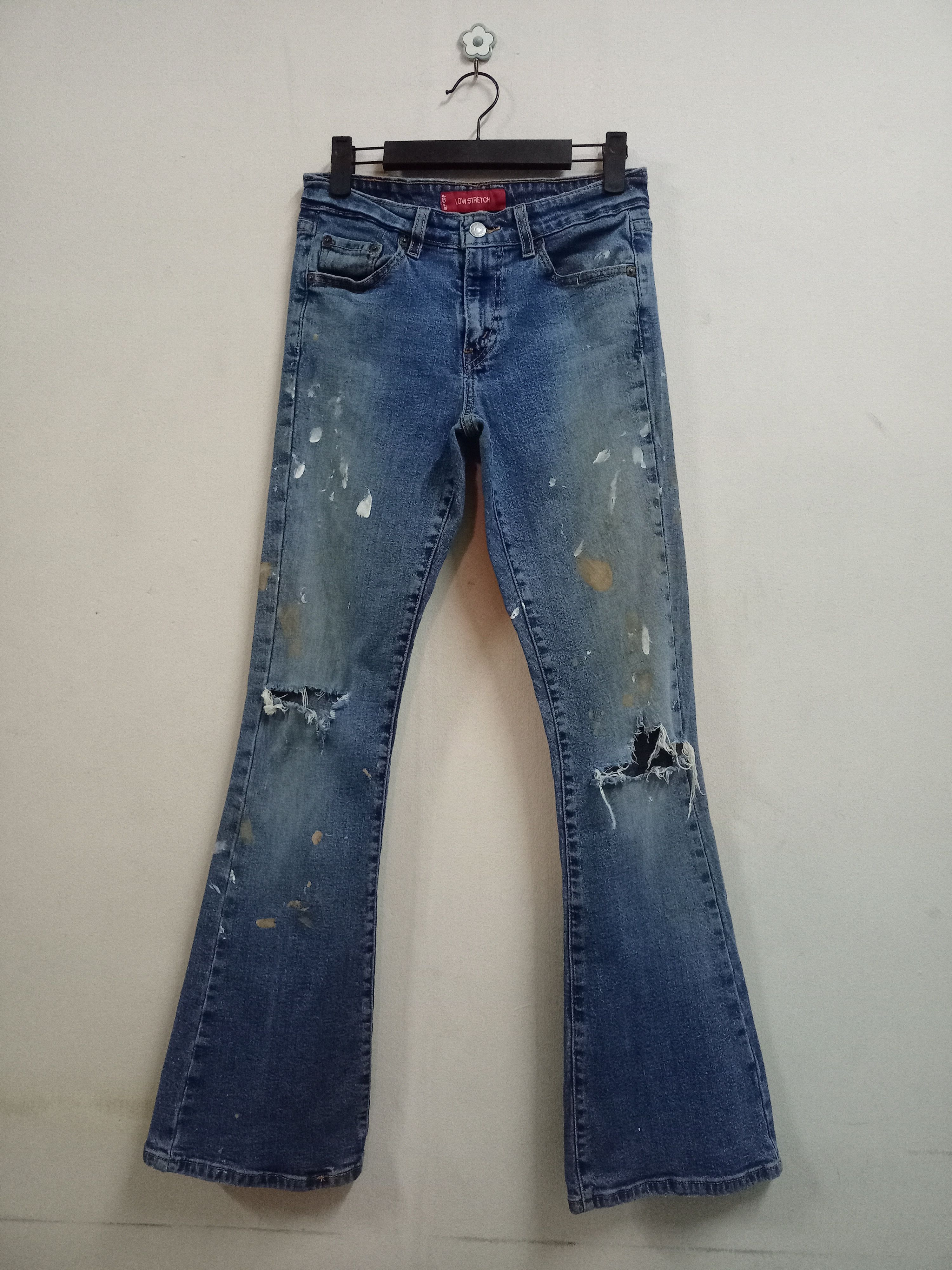 Vintage 90s Levis 519 Low Rise Paint Splatter Flared Jeans