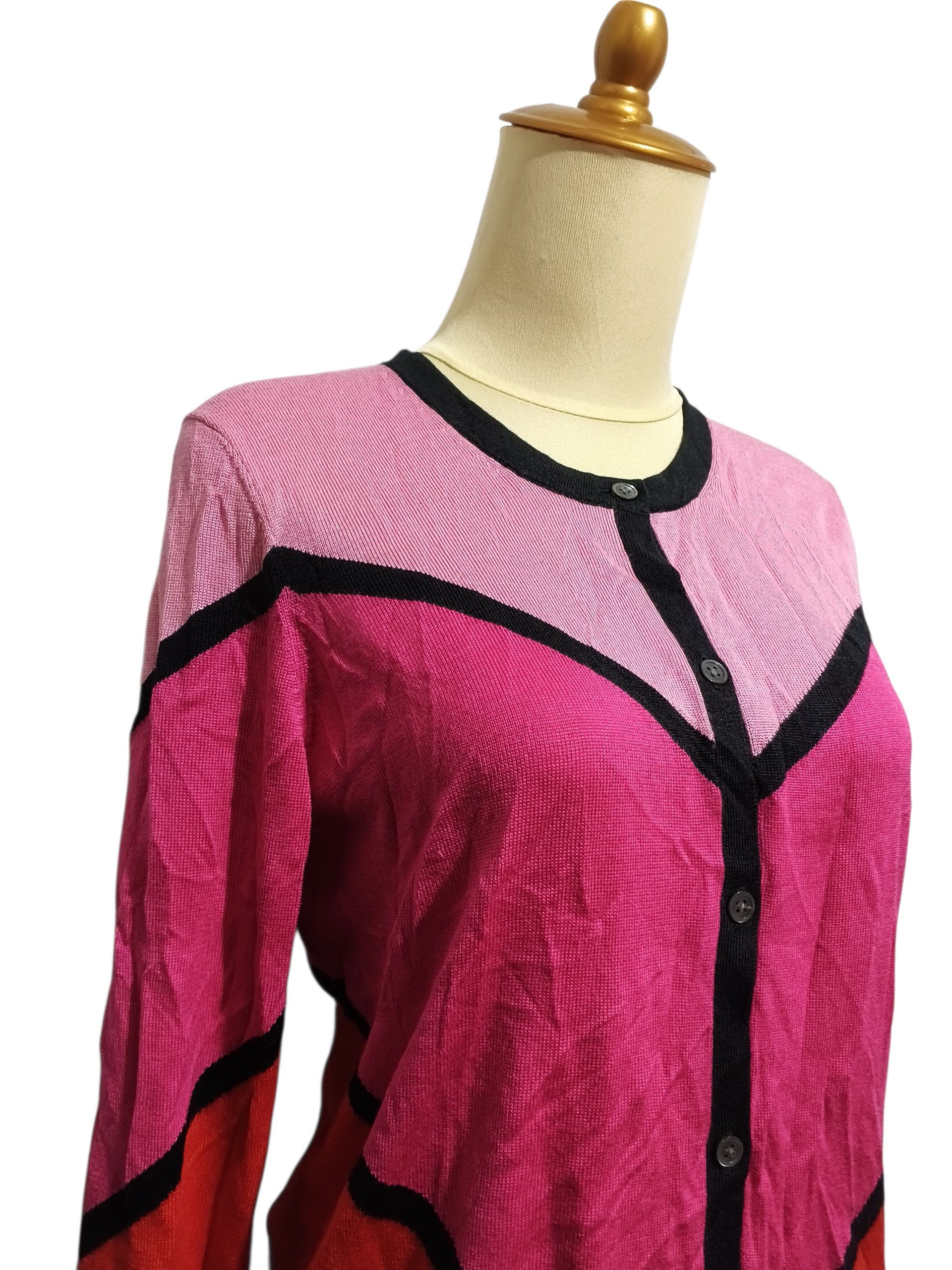 Carolina Herrera Carolina Herrera Y2K Silk Cashmere Color Block Cardigan Size M / US 6-8 / IT 42-44 - 4 Thumbnail