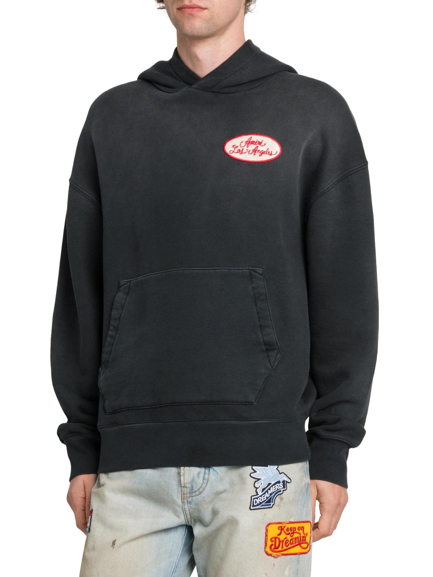 Amiri os11x1225 Station Patch Cotton Oversized Hoodie in Black Size US XL / EU 56 / 4 - 3 Thumbnail