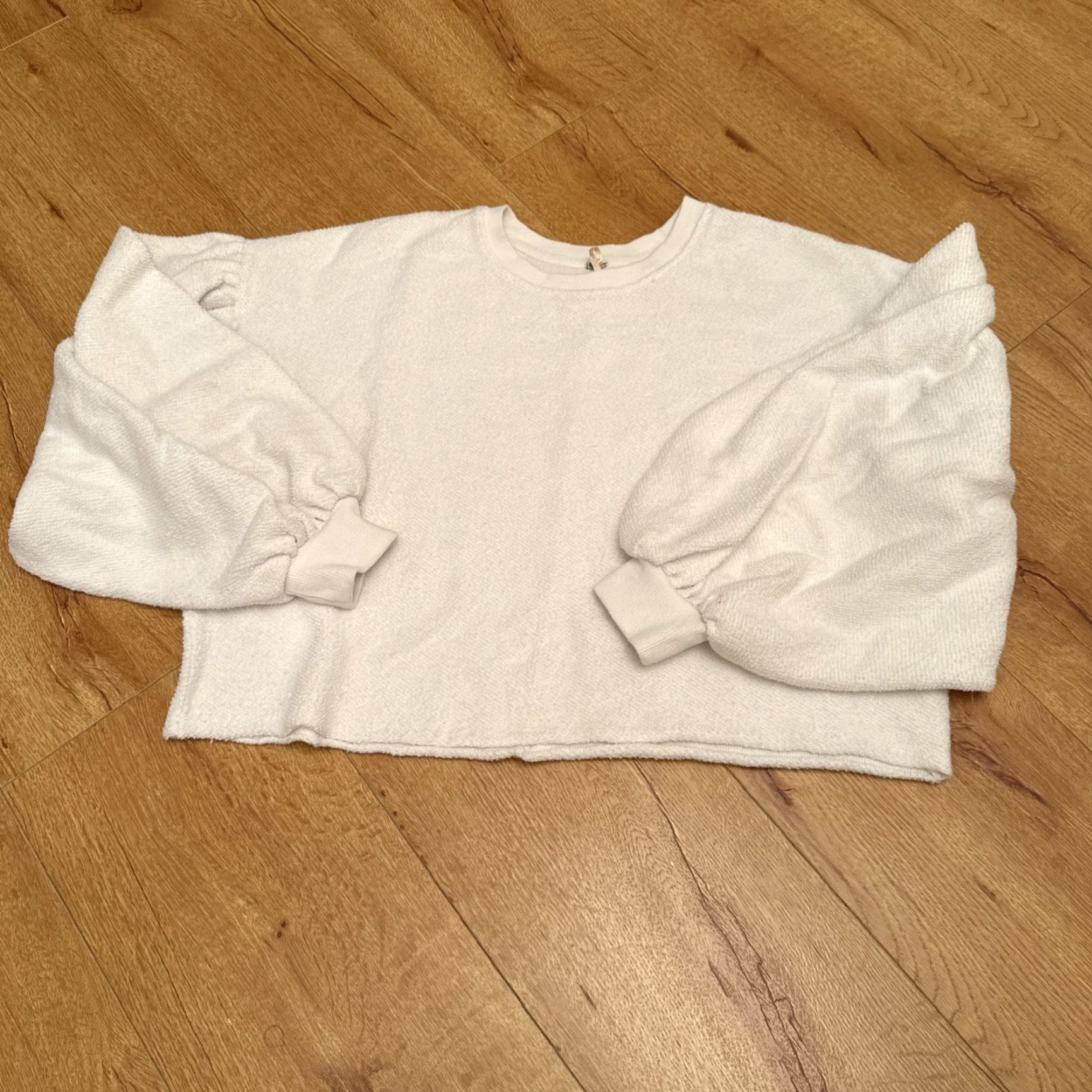 Free People Free People Sweater Women S White Round Neck Long Sleeve Pullover Cotton Blend French Terry Bohemian Crop Casual Size S / US 4 / IT 40 - 5 Thumbnail