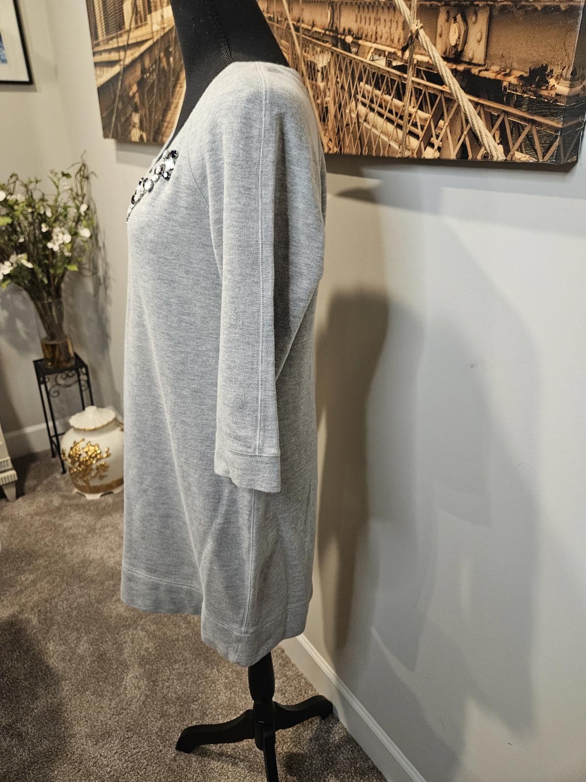 Ann Taylor Ann Taylor Sweatshirt Dress with Embellished Neckline #233 Size M / US 6-8 / IT 42-44 - 2 Thumbnail