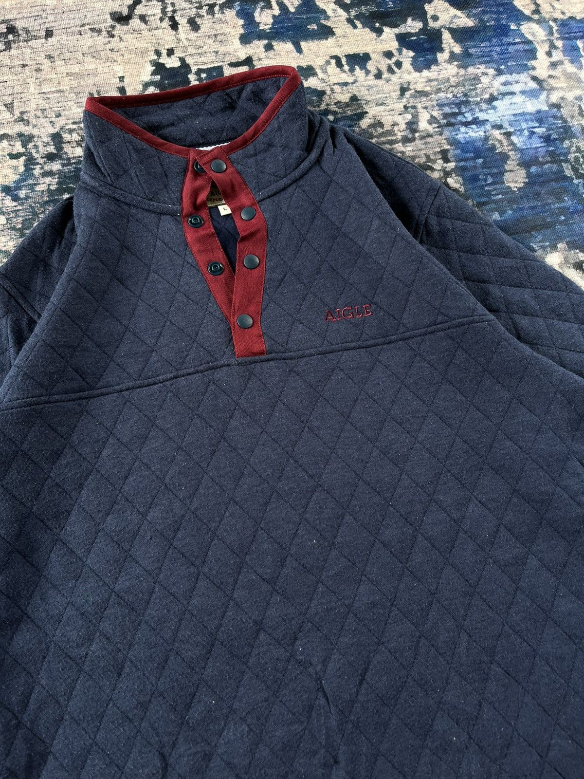 Aigle × Designer 🔥Aigle Quilted Half Button Sweatshirt Y2K Size US L / EU 52-54 / 3 - 2 Thumbnail