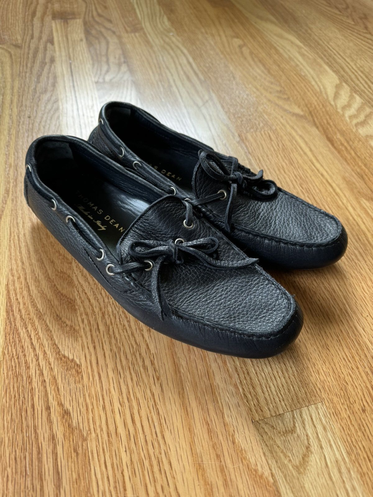 Thomas Dean Black Suede Italian Driver Moccasin Shoe Men\'s US 9 Thomas Dean made in Italy driving moccasin main image 2