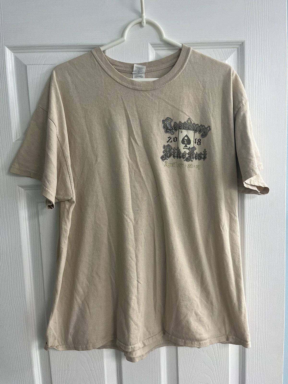 Harley Davidson ‘18 Leesburg Bike Fest Skull & Cards Graphic Beige Tshirt Size US XL / EU 56 / 4 - 2 Thumbnail