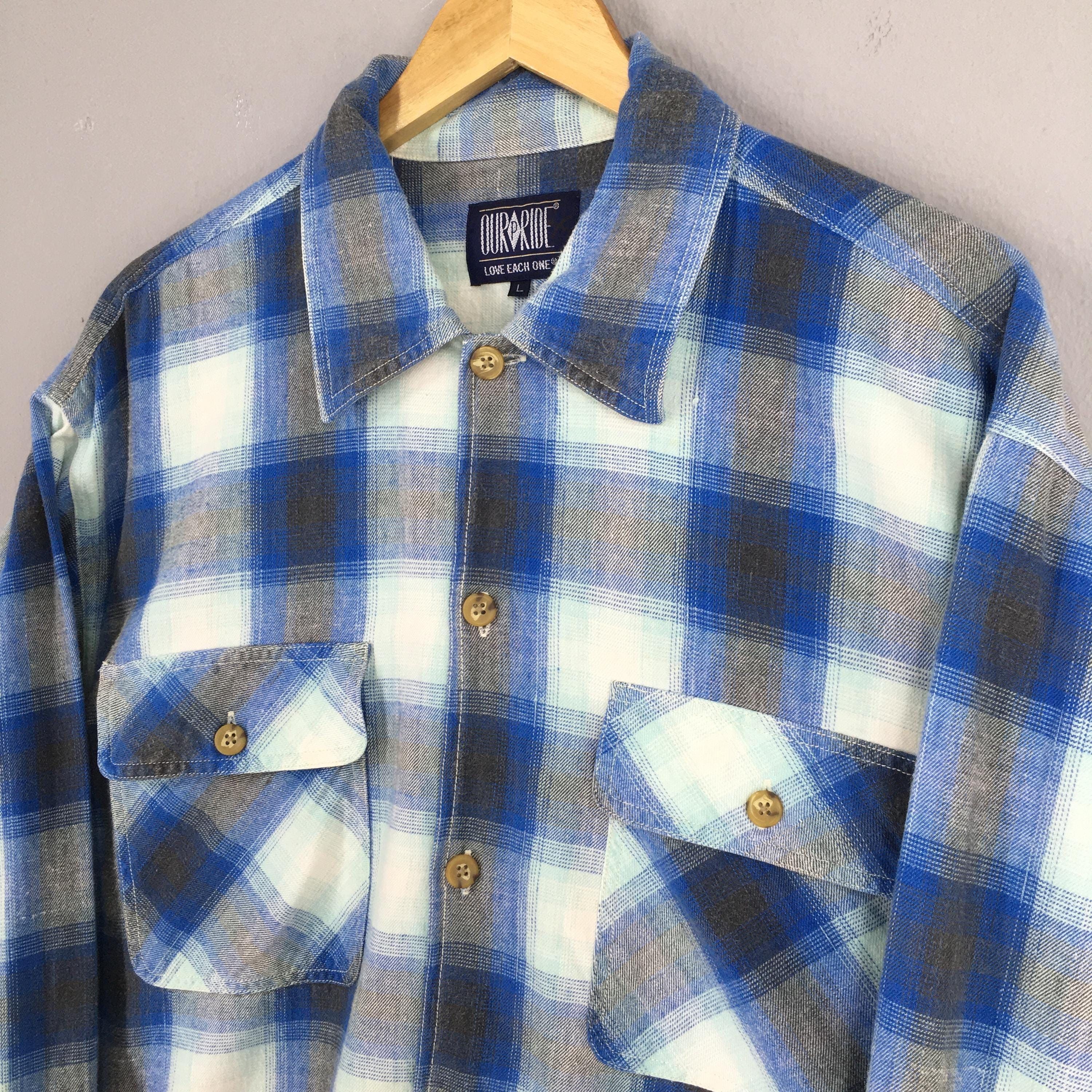 Flannel × Vintage Vintage Plaid Shadow Blue Flannel Shirt Large Size US L / EU 52-54 / 3 - 3 Thumbnail