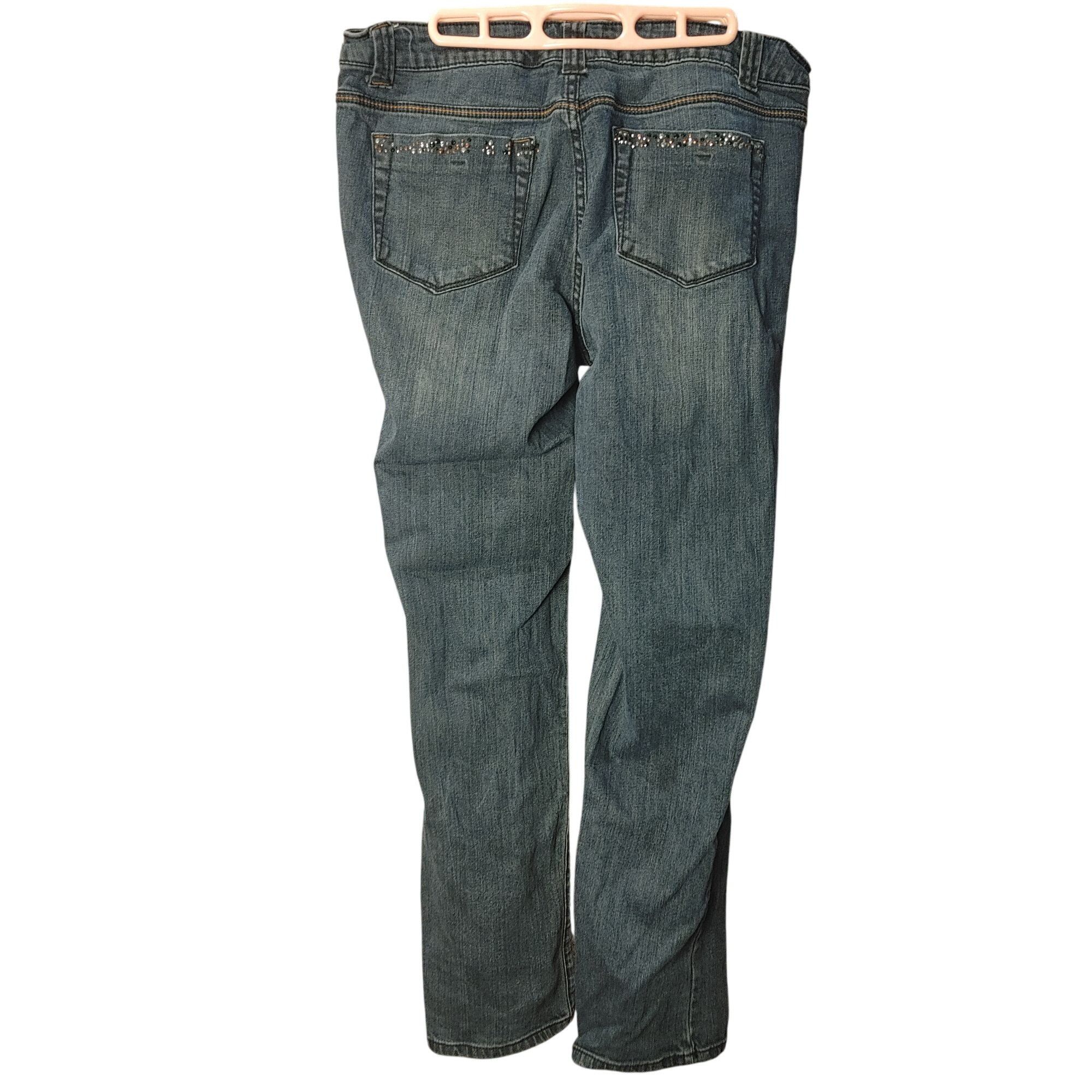 Faded Glory Faded Glory Women's Dark Washed Navy Straight Leg Denim Jean Size 36" / US 14 / IT 50 - 2 Thumbnail