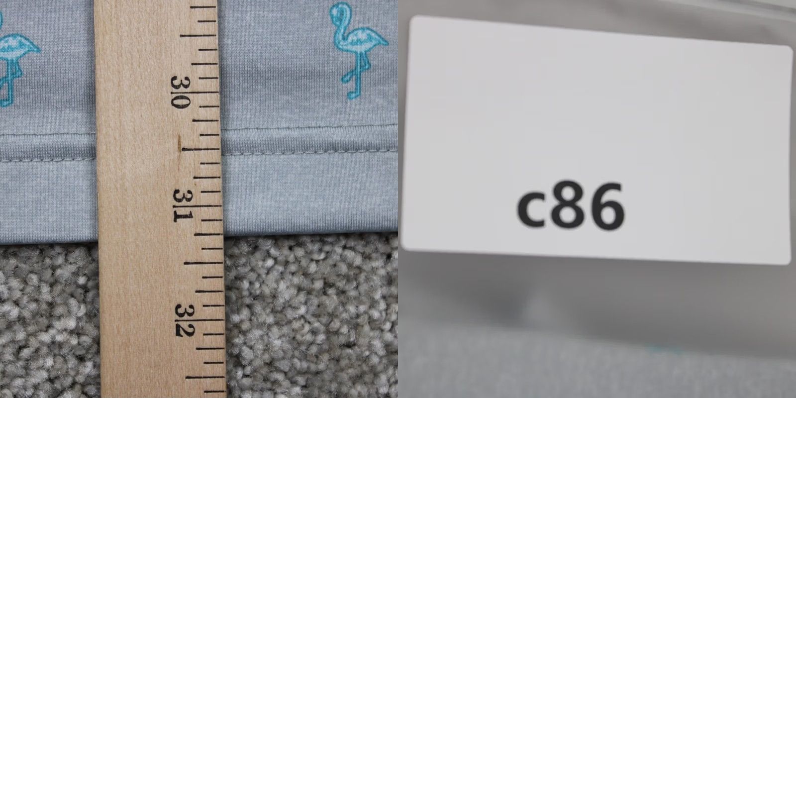 johnnie-O Johnnie-O Polo AOP Shirt Mens Large Gray w/ Blue Flamingos All Over Print S/S Size US L / EU 52-54 / 3 - 9 Thumbnail