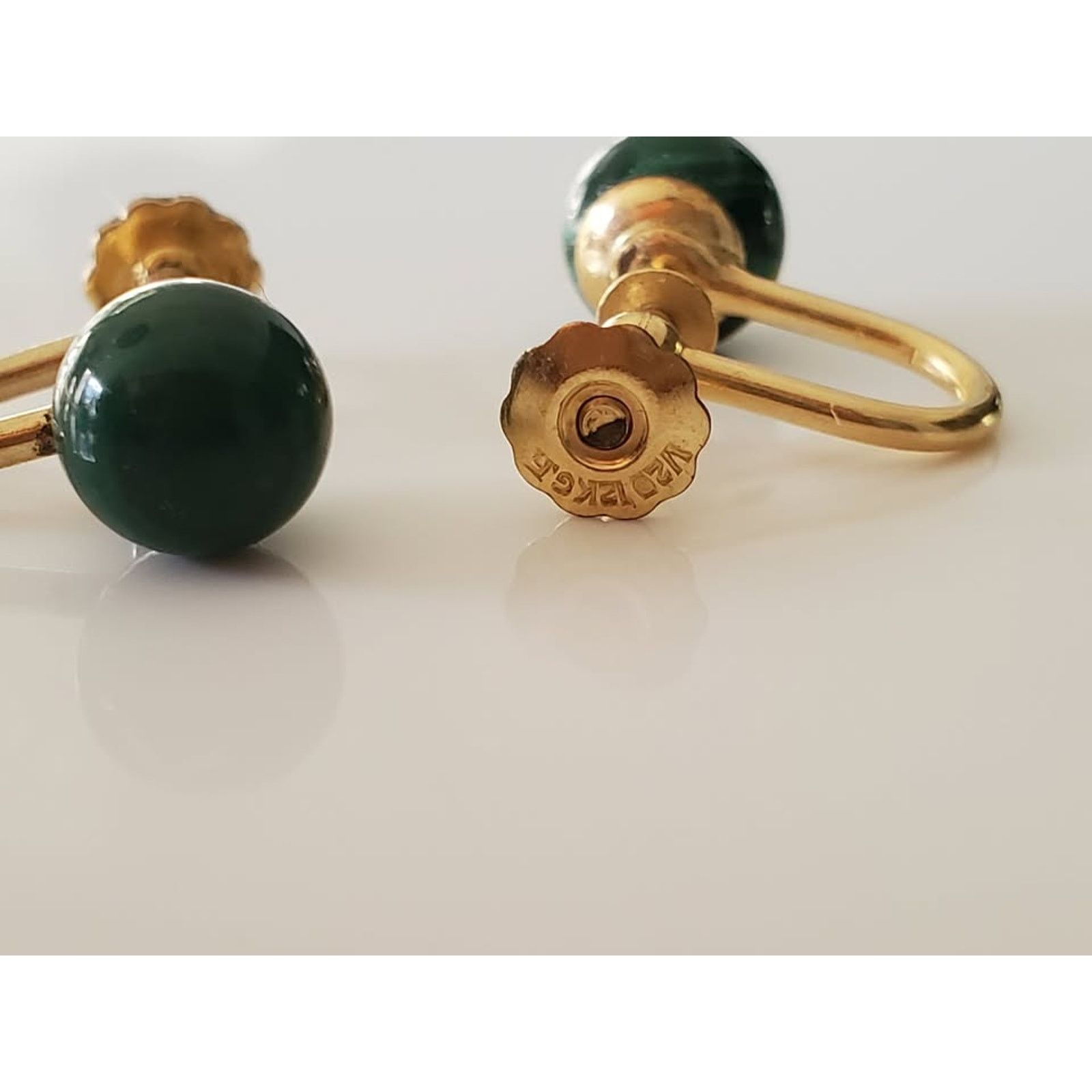 Other Vintage Gold-fill Malachite Ball Screw On Earrings Size ONE SIZE - 3 Thumbnail