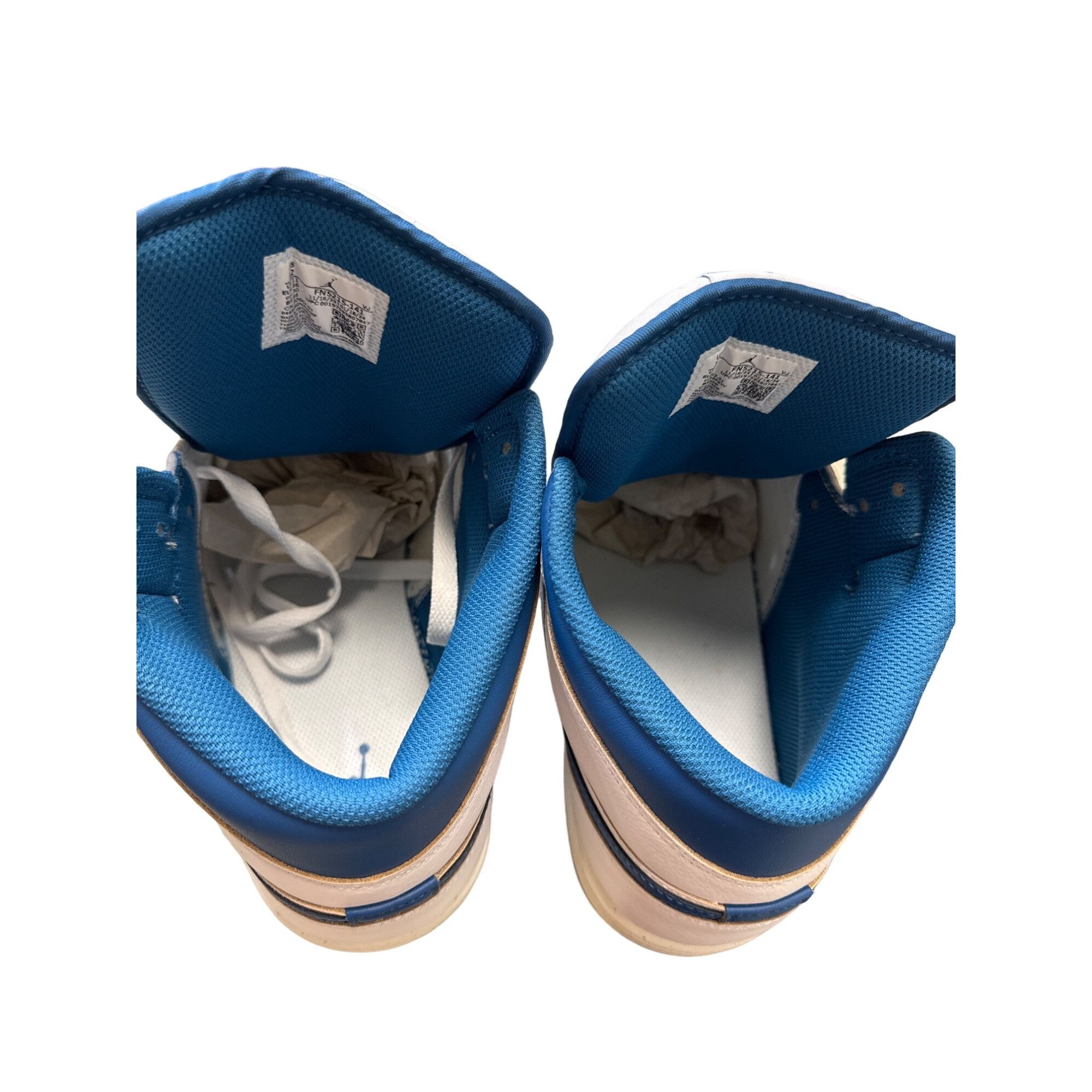 Nike Nike Air Jordan men’s white and blue high top leather basket Size US 12 / EU 45 - 8 Thumbnail