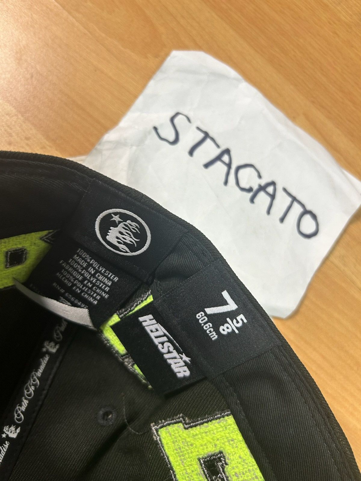 HELLSTAR Hellstar Fitted Hat Chenille Patch Black/Green size 7 5/8” Size ONE SIZE - 6 Thumbnail