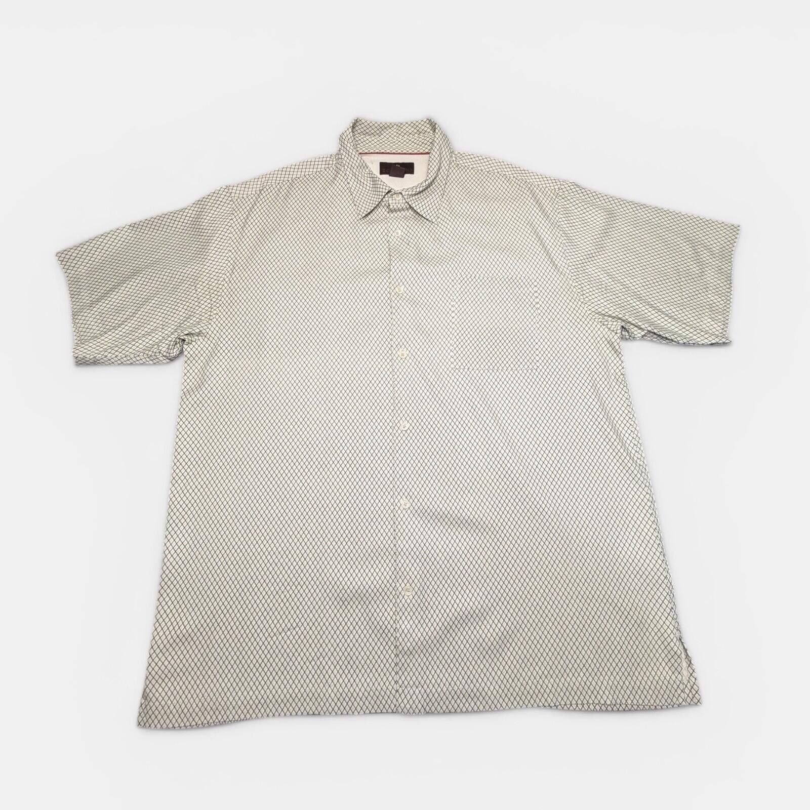 Toscano Toscano Mens XXL 100% Silk Camp Shirt Ivory Geometric Button Size US XXL / EU 58 / 5 - 1 Thumbnail
