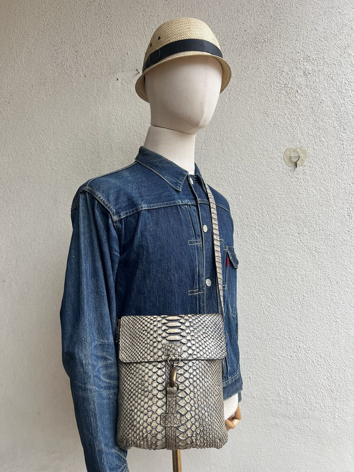 Leather Vintage Vin Donn Japan Python Snake Skin Leather Bag Sling Size ONE SIZE - 1 Thumbnail