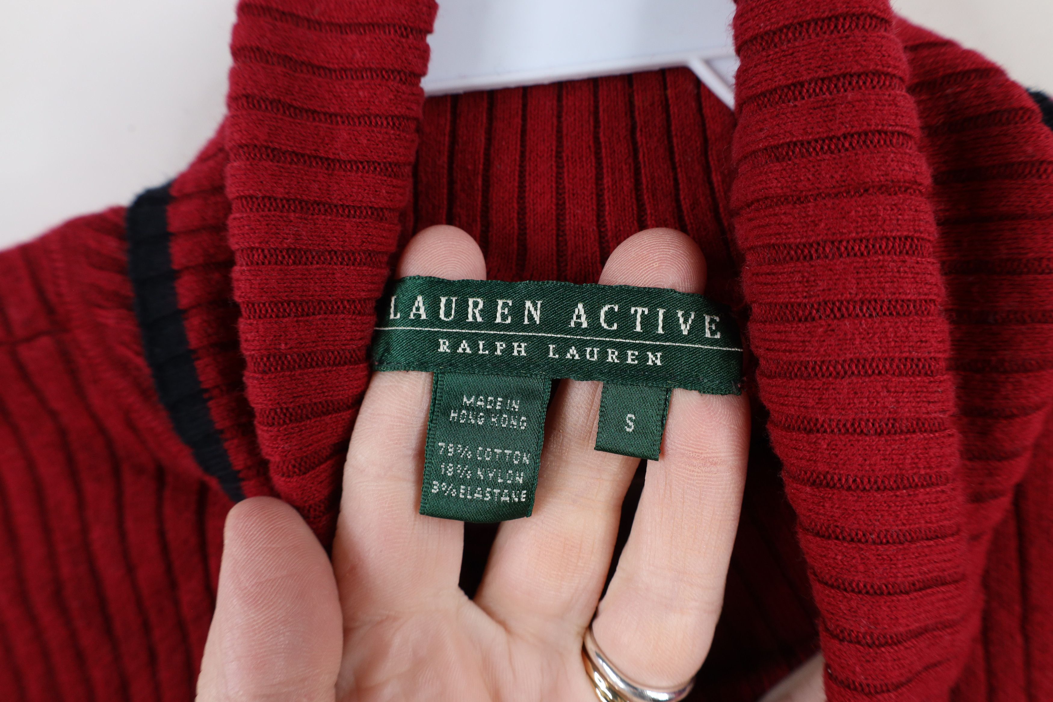 Ralph Lauren × Vintage Vintage 90s Ralph Lauren Ribbed Knit Turtleneck Sweater Red Size S / US 4 / IT 40 - 6 Thumbnail