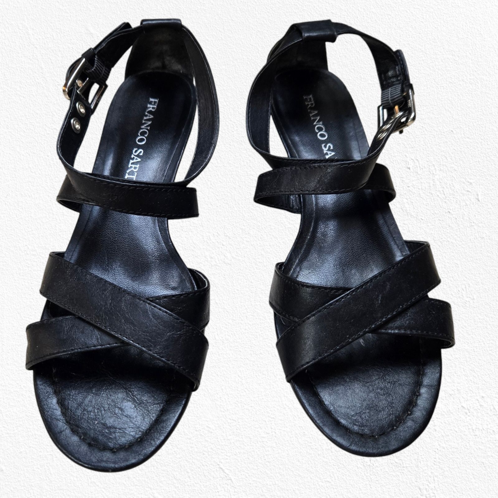 Franco Sarto Franco Sarto Black Strappy Open Toe Wedge Sandals Size 7 Size US 7 / IT 37 - 4 Thumbnail