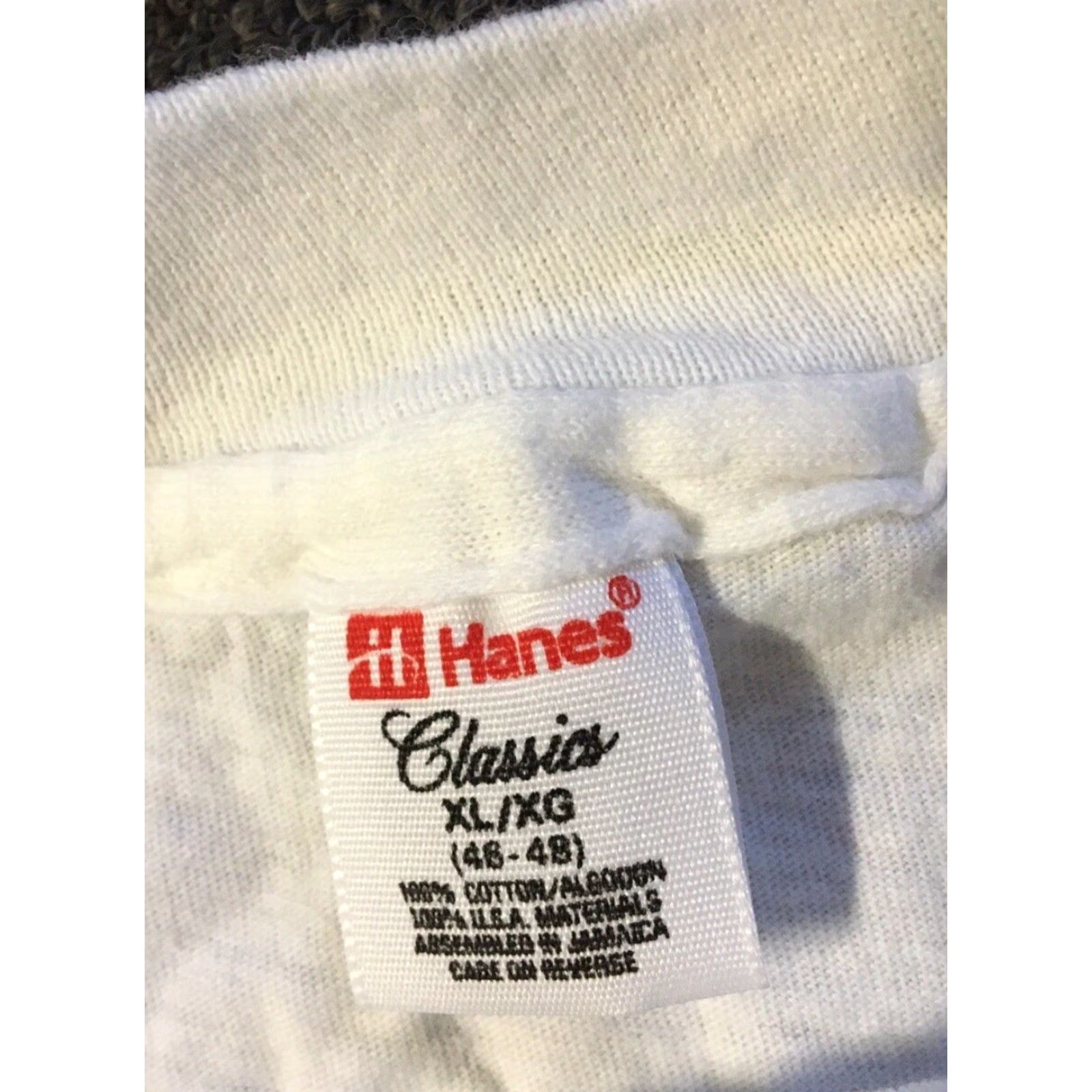 Hanes VINTAGE Hanes Shirt XL White 90s Grunge Punk Skate Surf Track Trucker Biker Motorcycle Distressed 80s 90s USA Classic Logo Classic Designer Fitness Size US XL / EU 56 / 4 - 7 Thumbnail