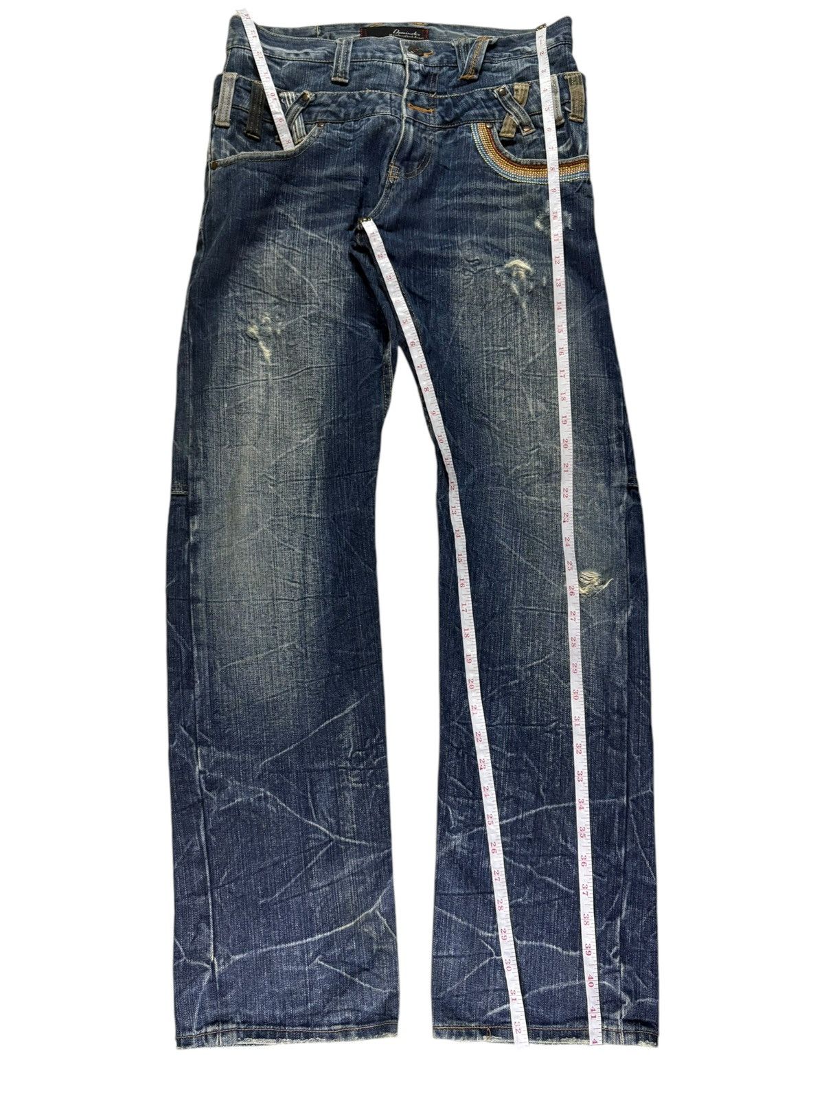 Japanese Brand Vintage Japanese Brand Double Waist Distressed Loose Jeans Size US 31 - 13 Thumbnail